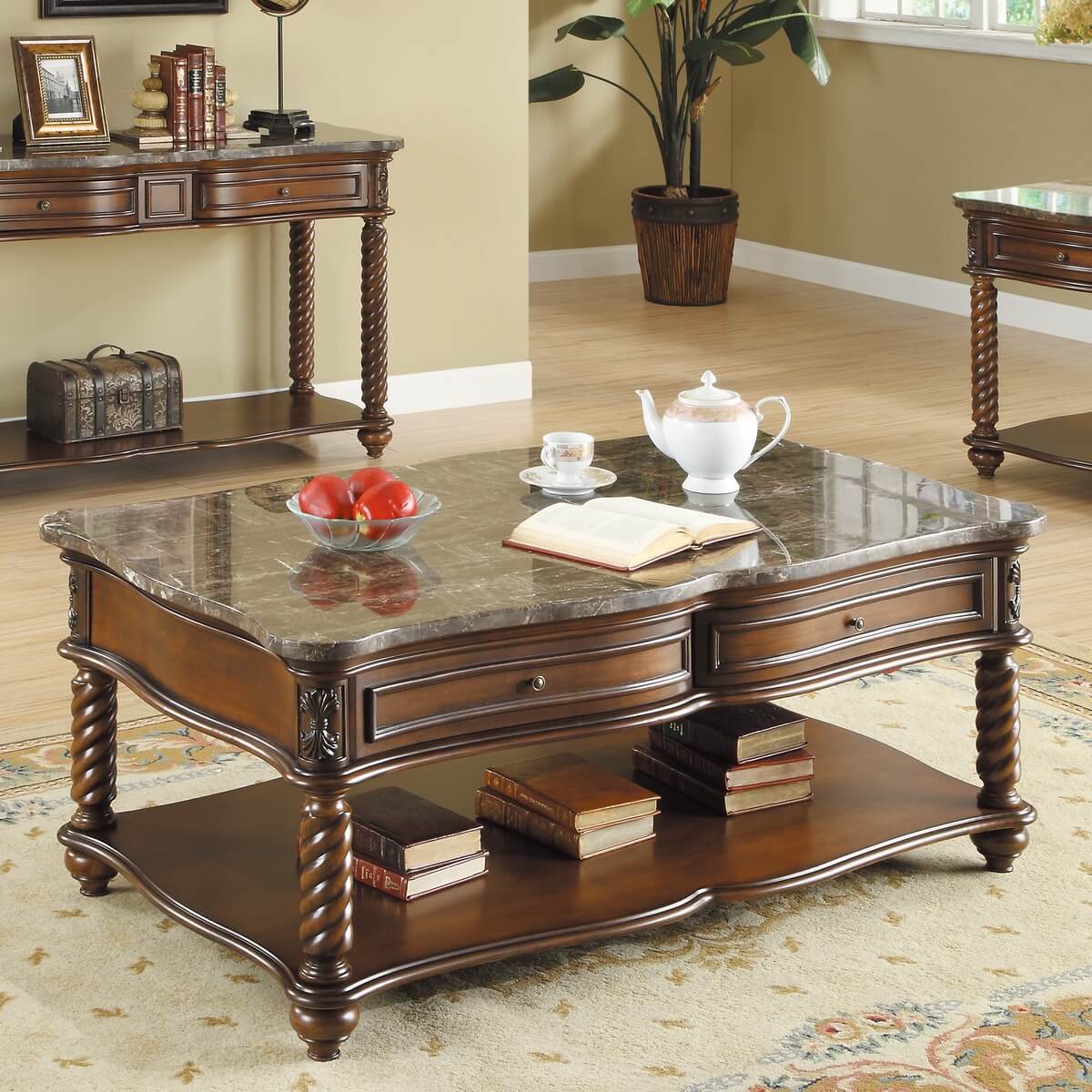 Lockwood Marble Coffee Table by Homelegance