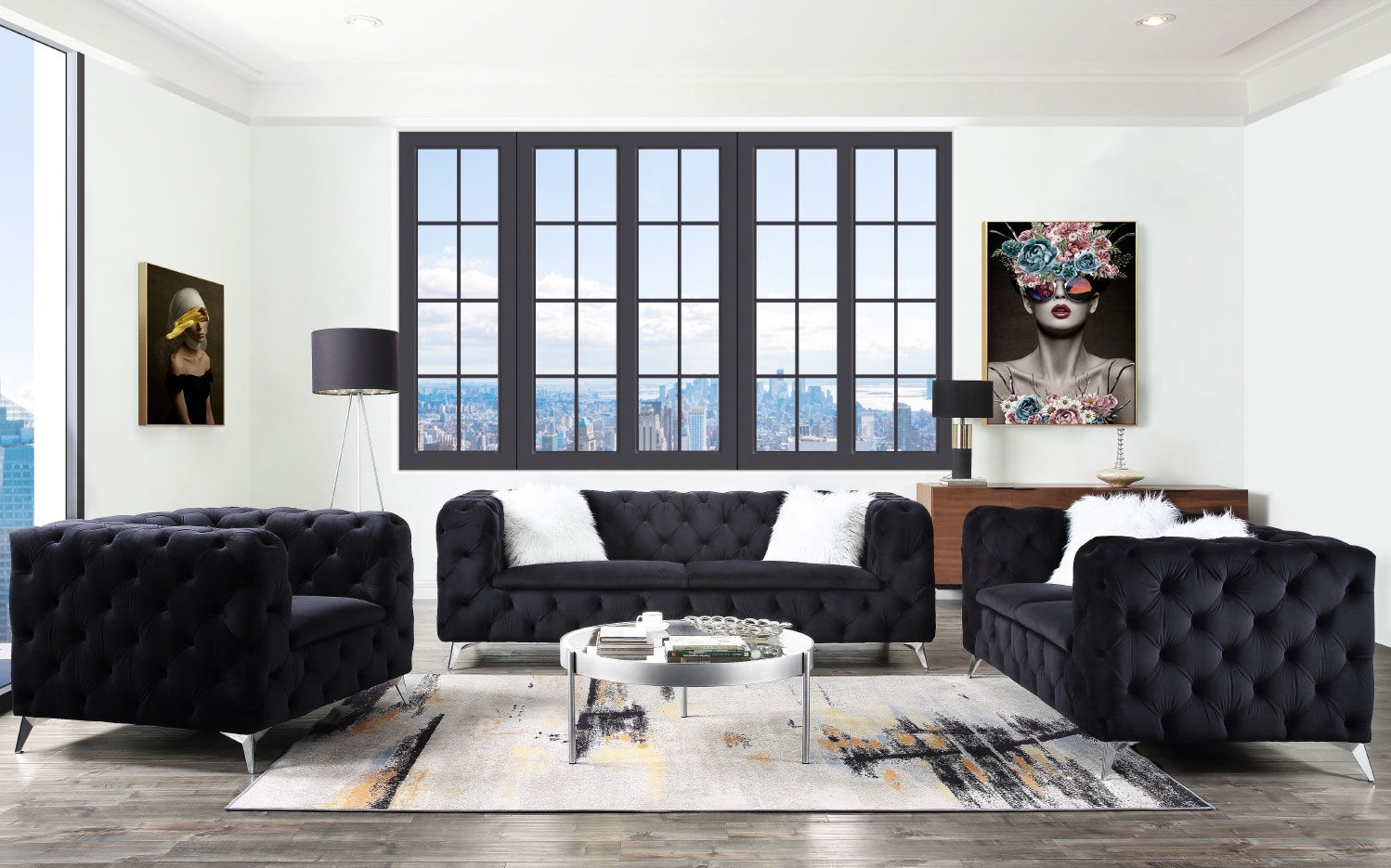 Acme Furniture Phifina Chair, Black Velvet