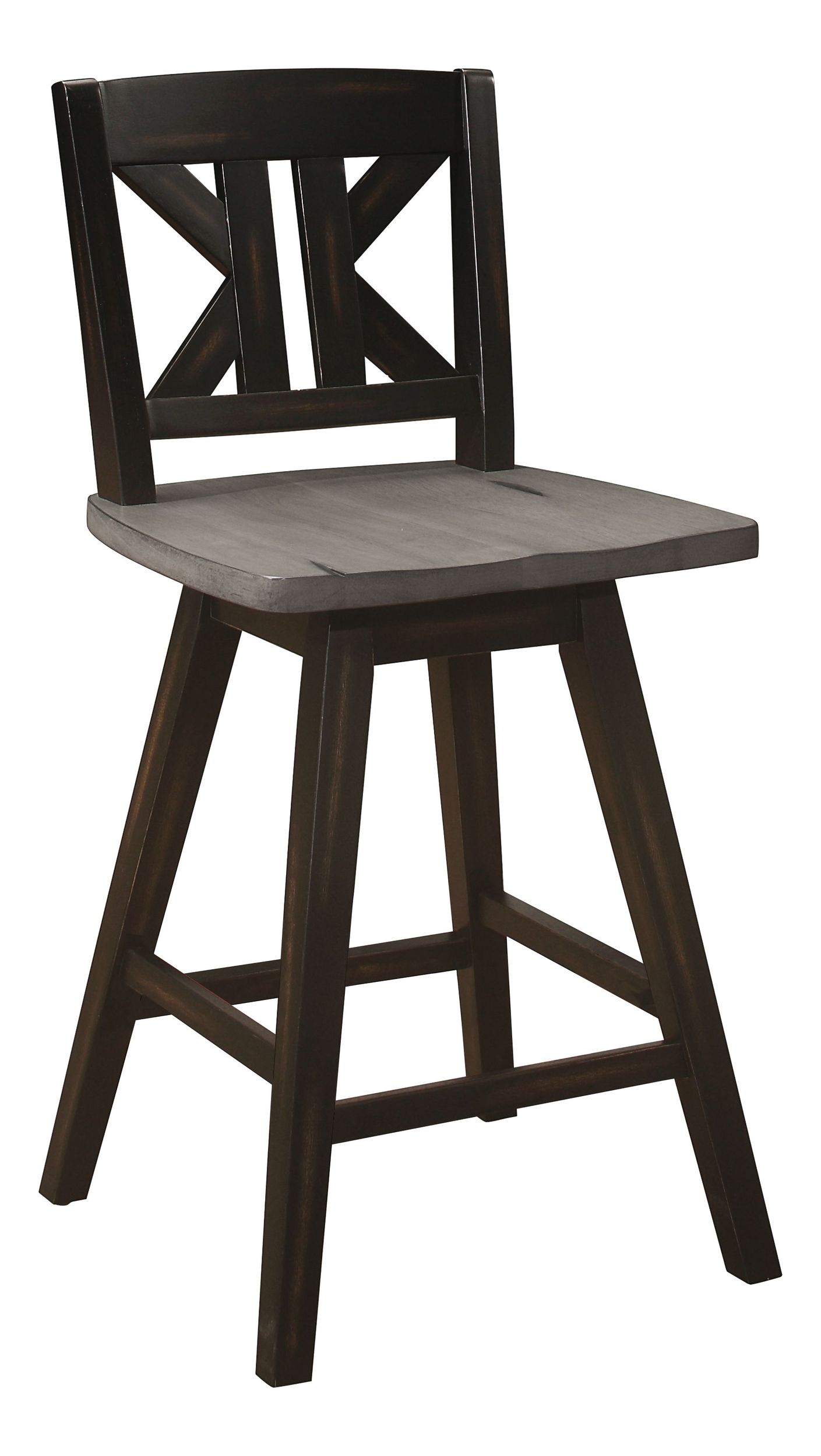 Amsonia Wood Swivel Counter Height Chair with Divided X-Back