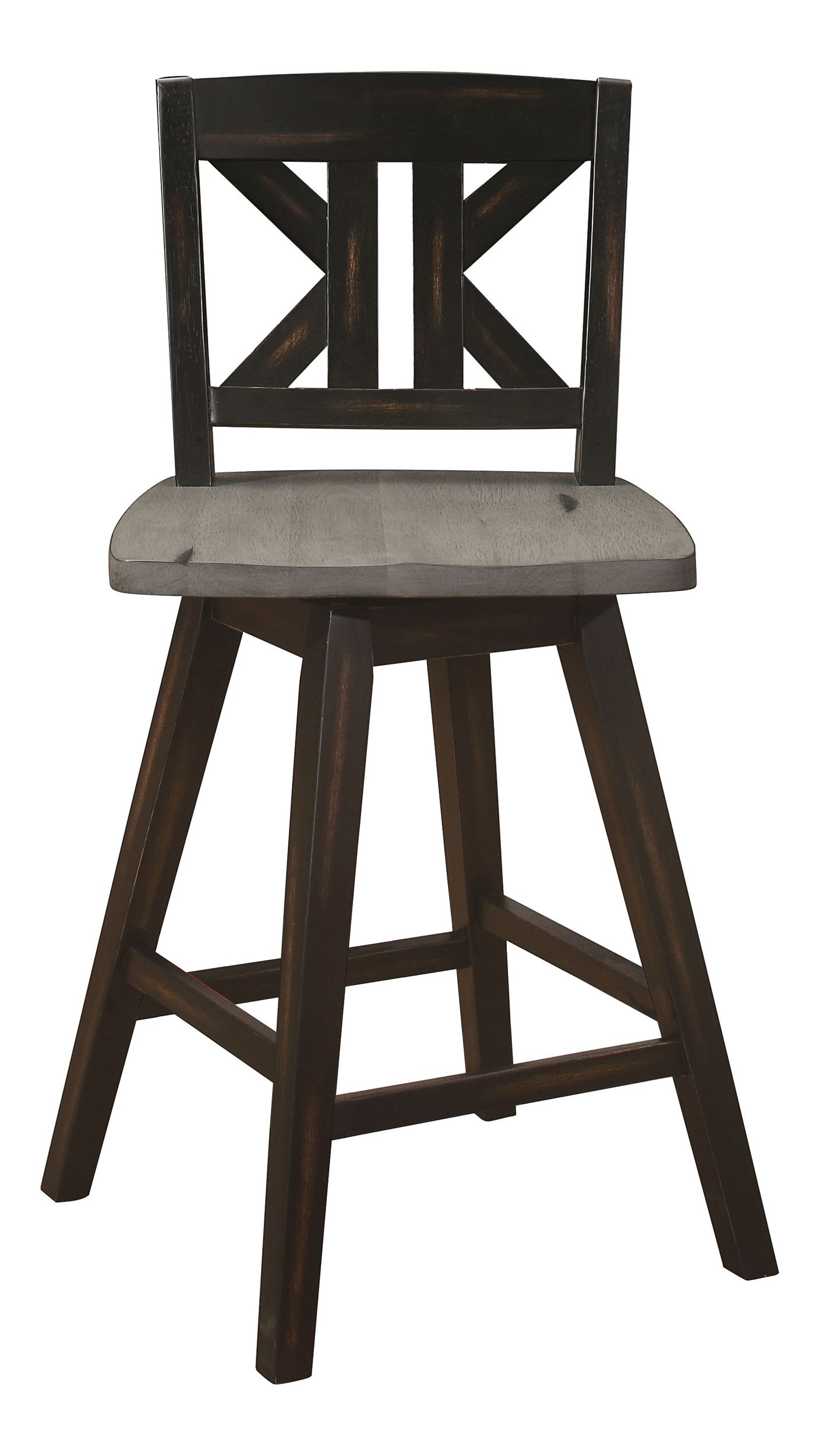 Amsonia Wood Swivel Counter Height Chair with Divided X-Back