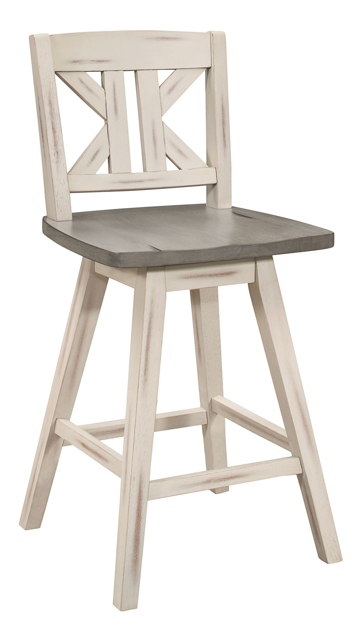 Amsonia Wood Swivel Counter Height Chair with Divided X-Back