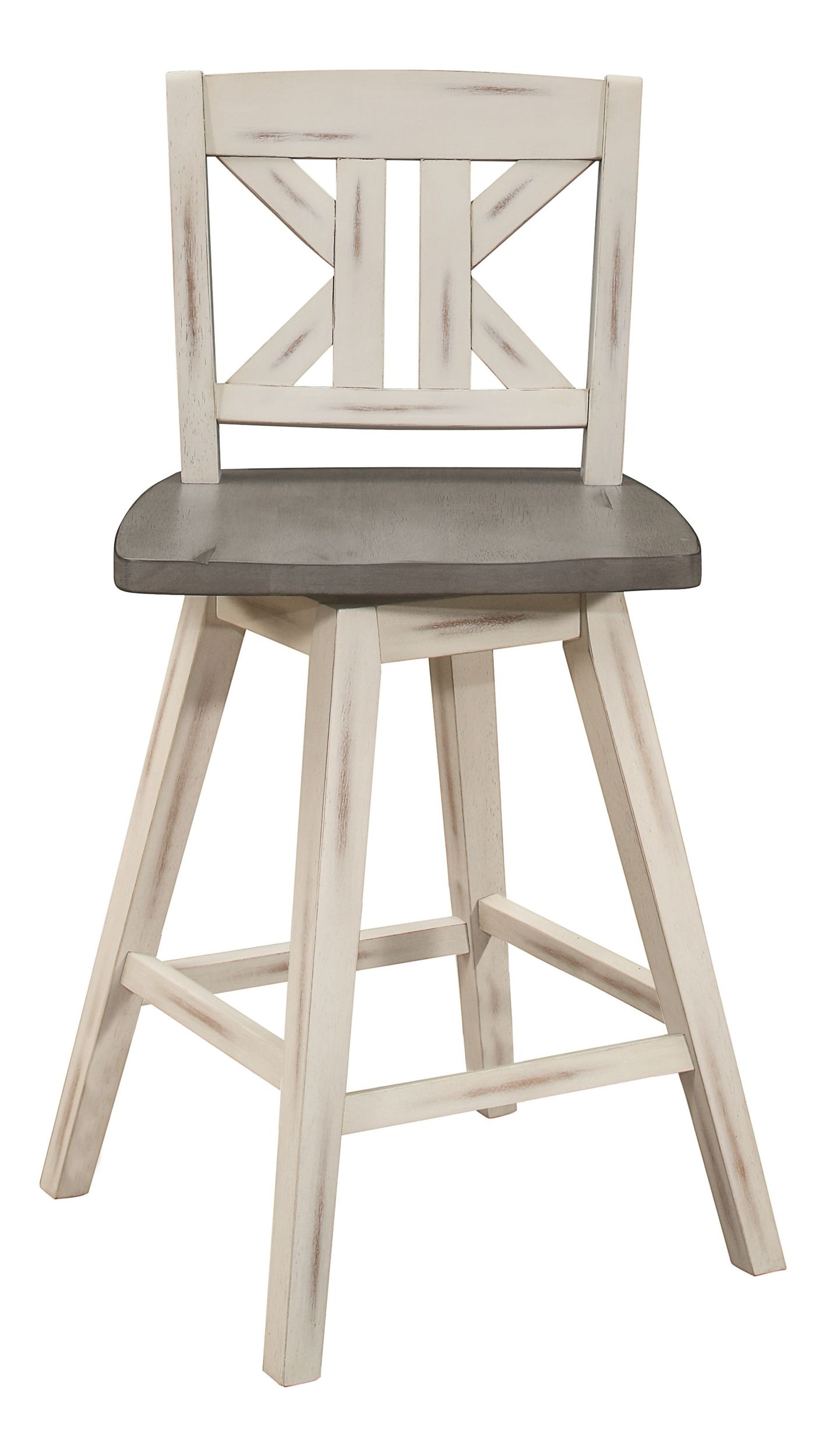 Amsonia Wood Swivel Counter Height Chair with Divided X-Back