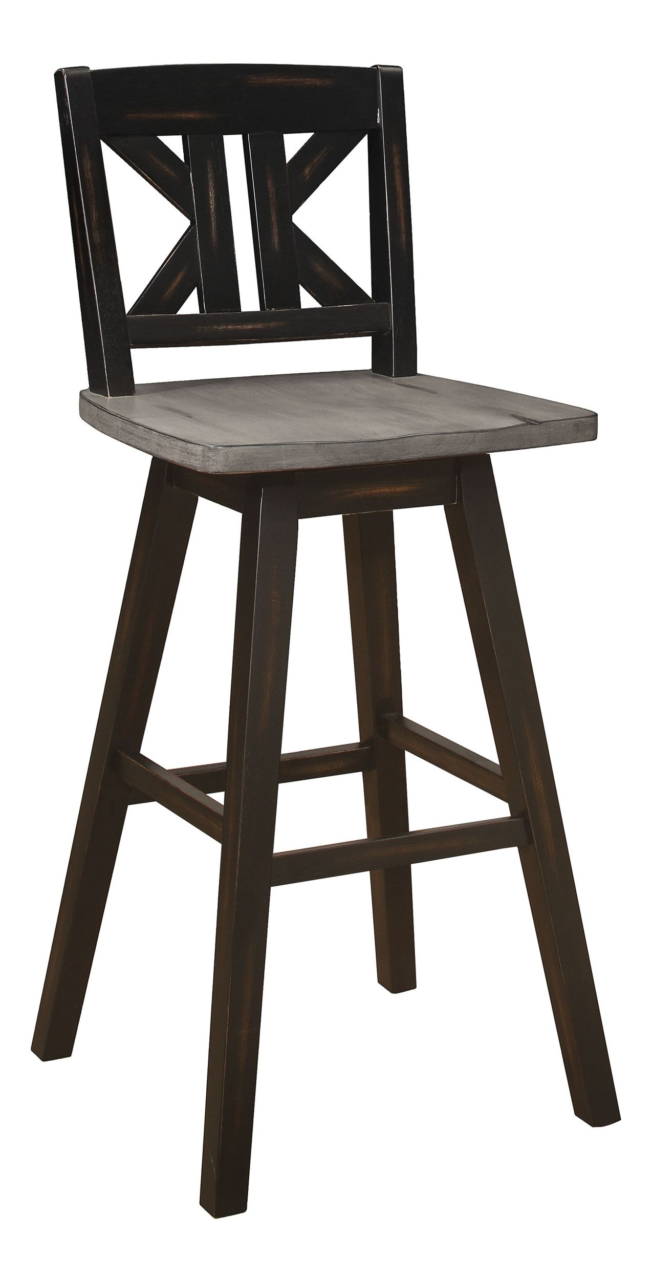 Amsonia Wood Swivel Pub Height Chair with Divided X-Back
