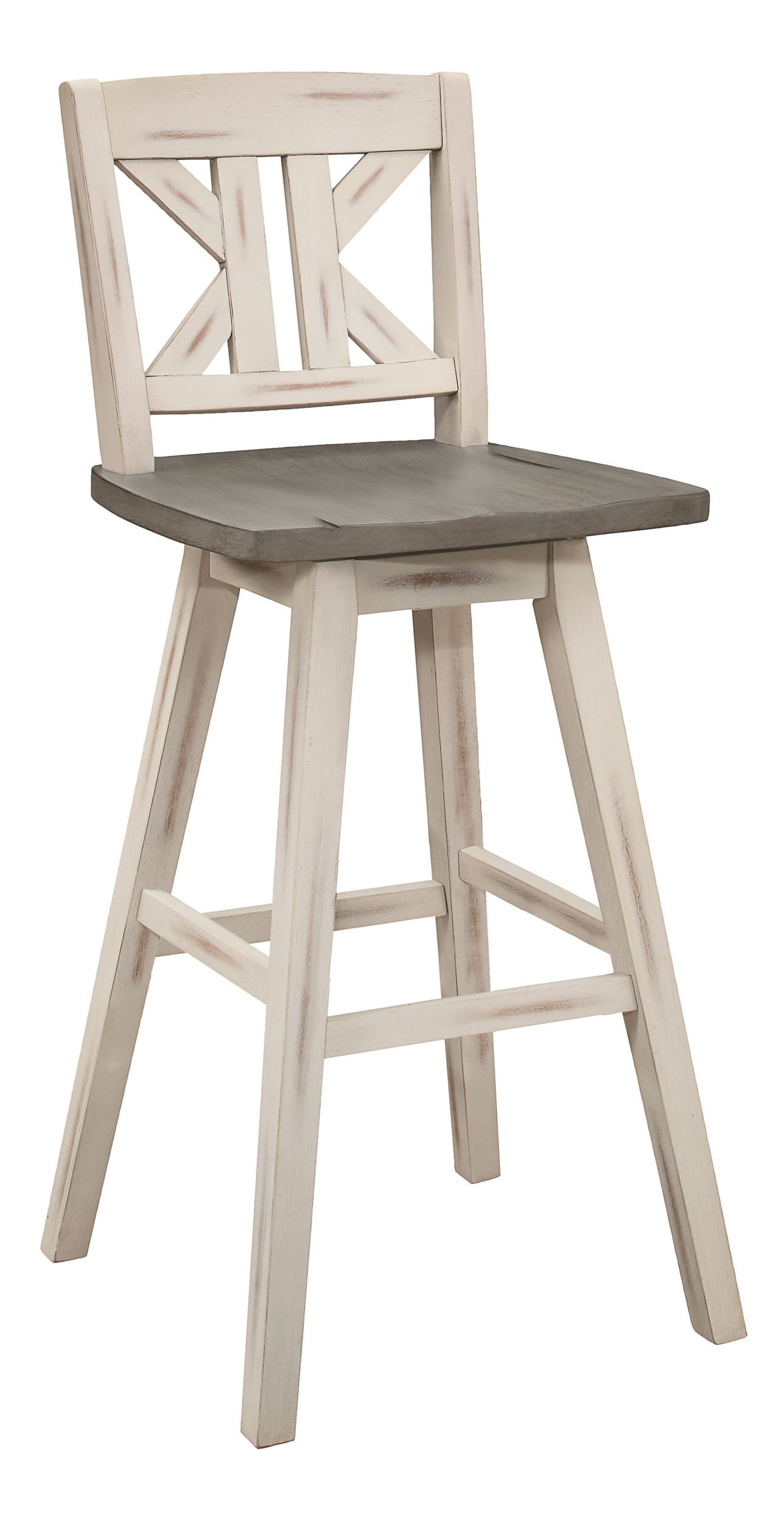 Amsonia Wood Swivel Pub Height Chair with Divided X-Back