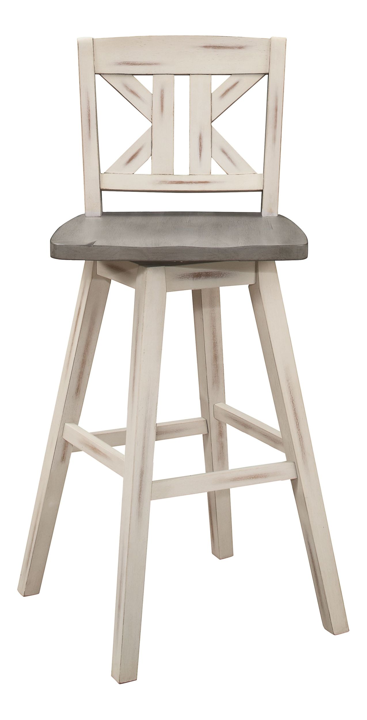 Amsonia Wood Swivel Pub Height Chair with Divided X-Back