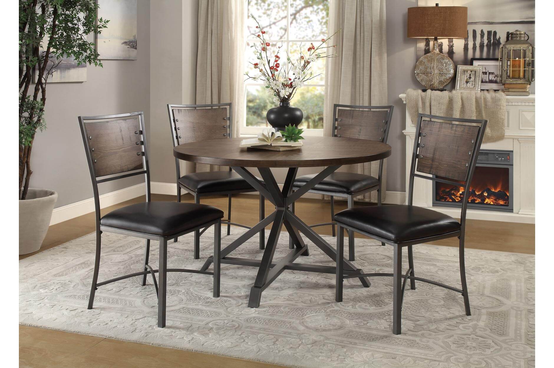 Fideo Rustic Industrial Dining Room Set by Homelegance