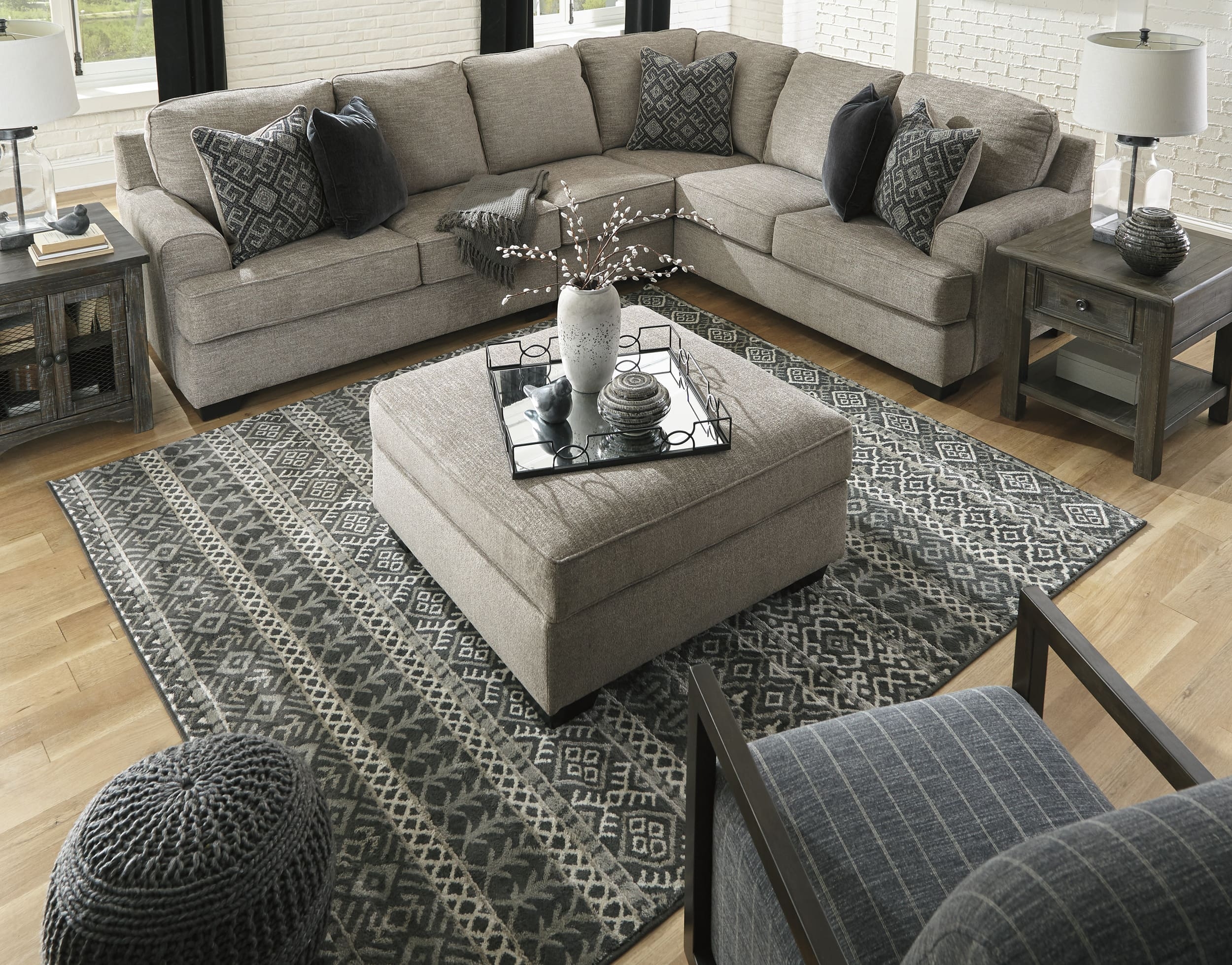 Bovarian Polyester Ottoman w/Storage