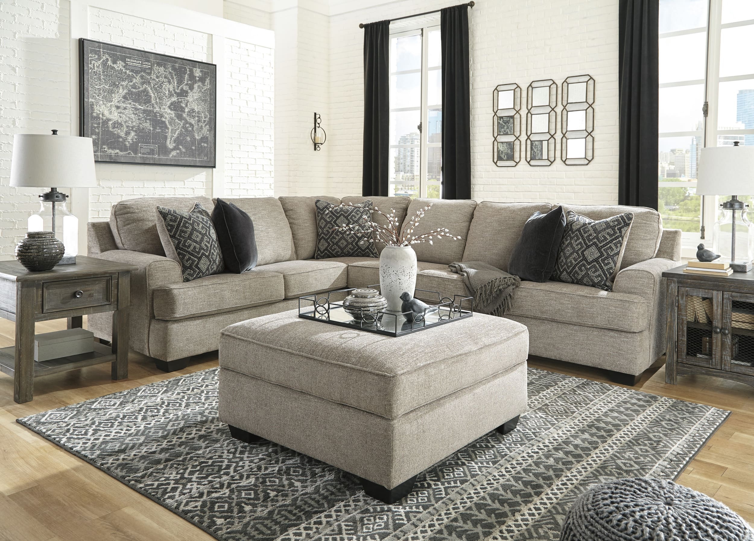 Bovarian Polyester Ottoman w/Storage