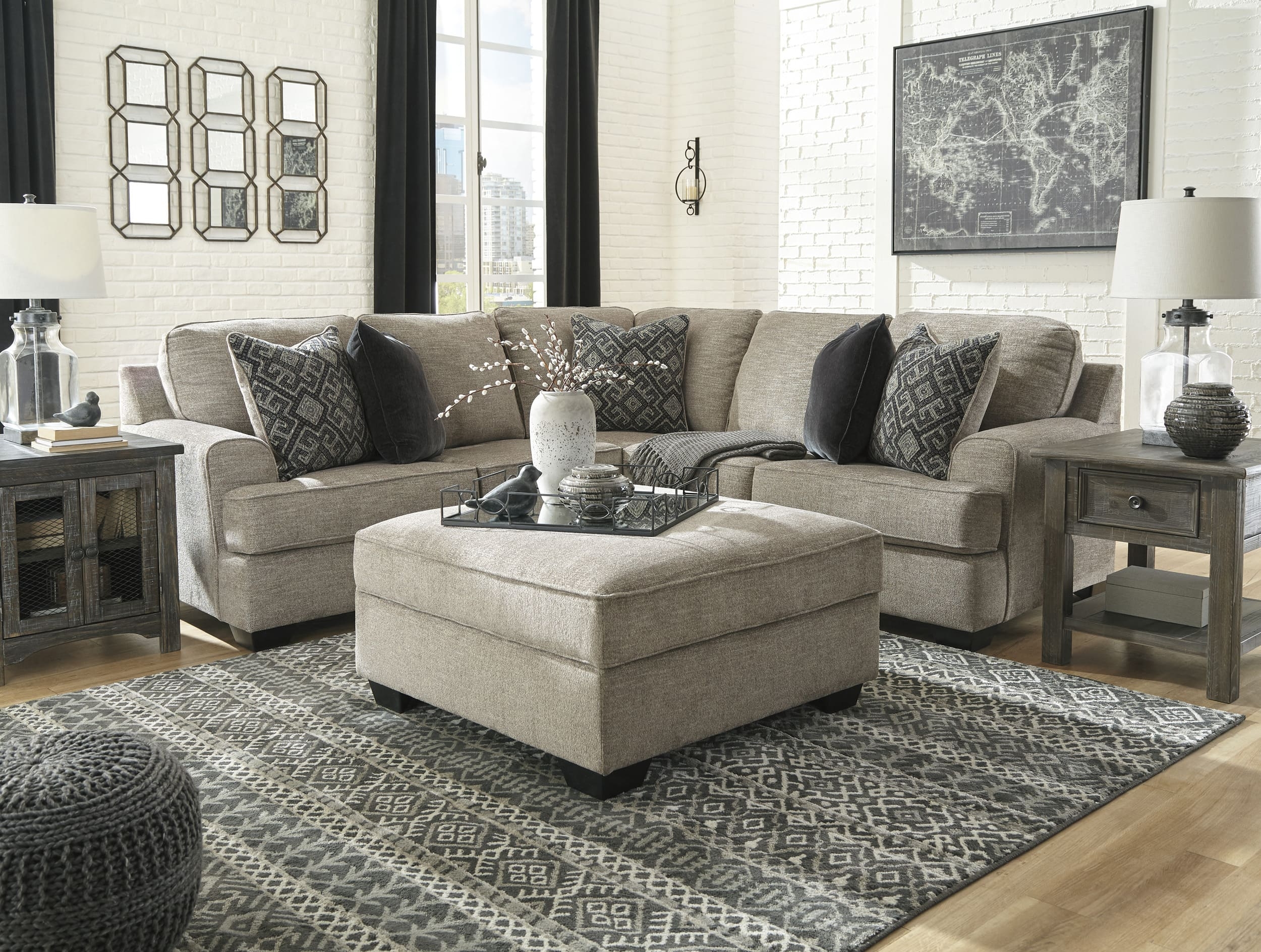 Bovarian 2-Piece Polyester L-Shaped Sectional Sofa
