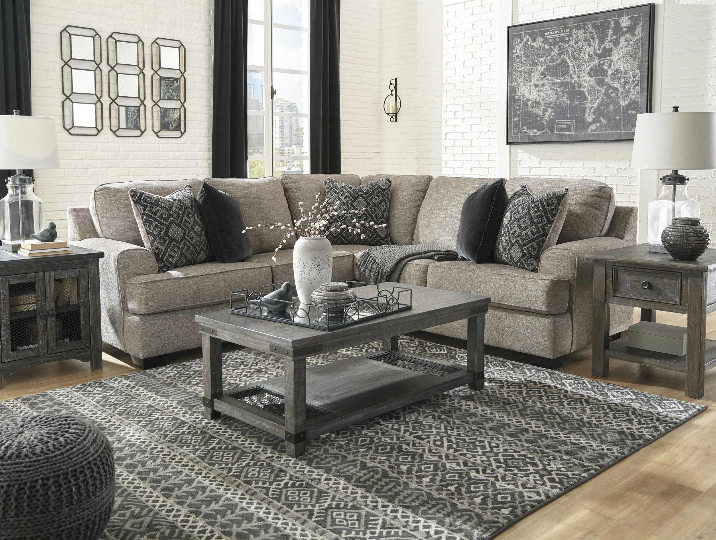 Bovarian 2-Piece Polyester L-Shaped Sectional Sofa