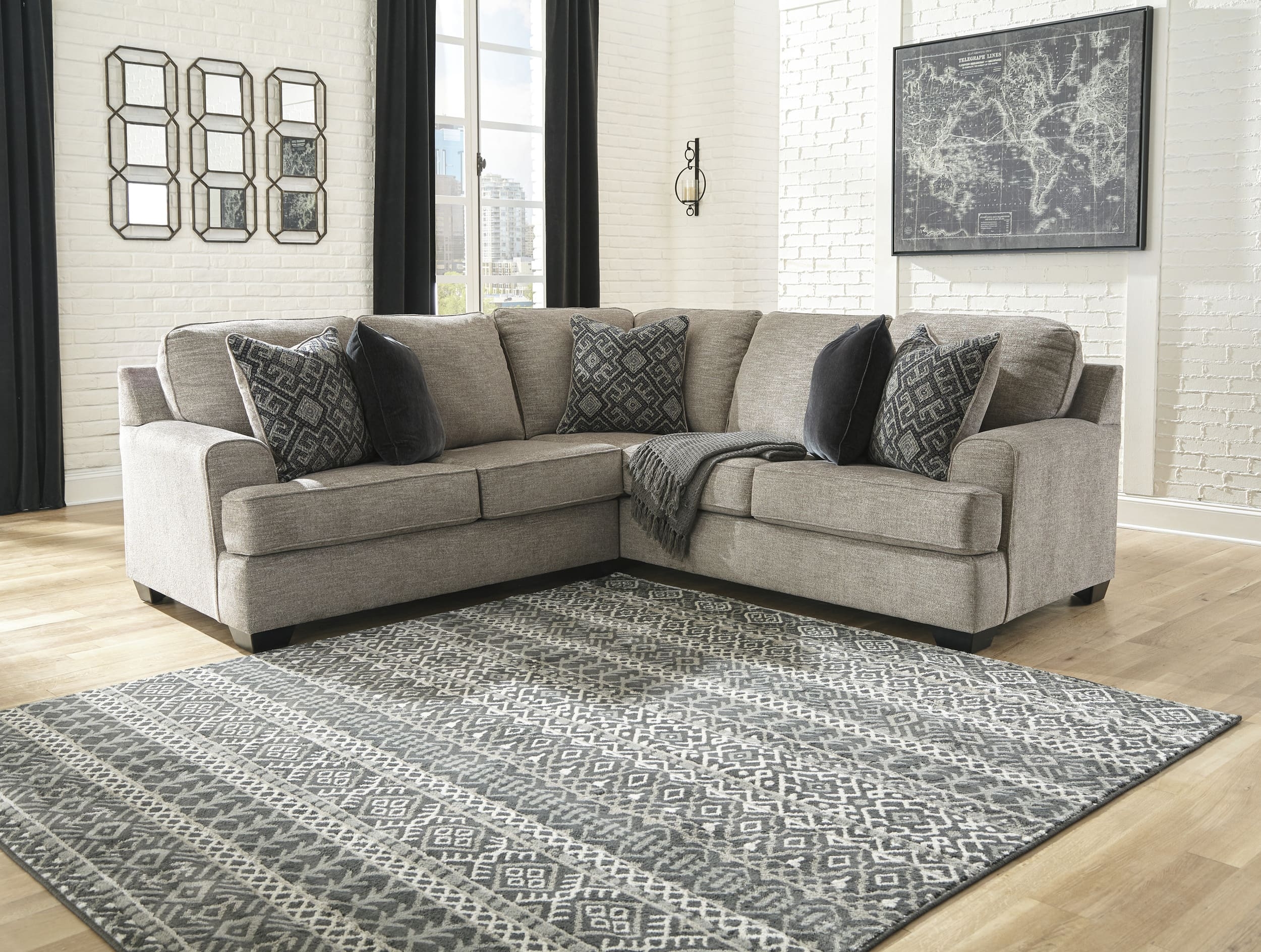 Bovarian 2-Piece Polyester L-Shaped Sectional Sofa