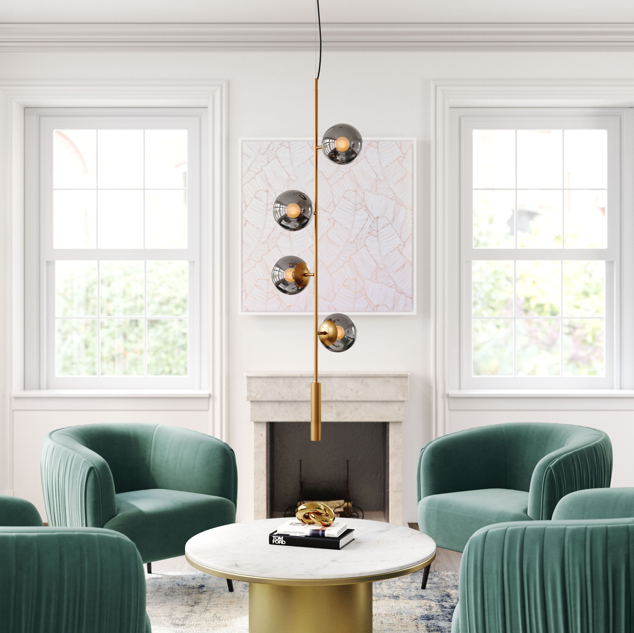 Zatara Tinted Glass/Steel Ceiling Lamp