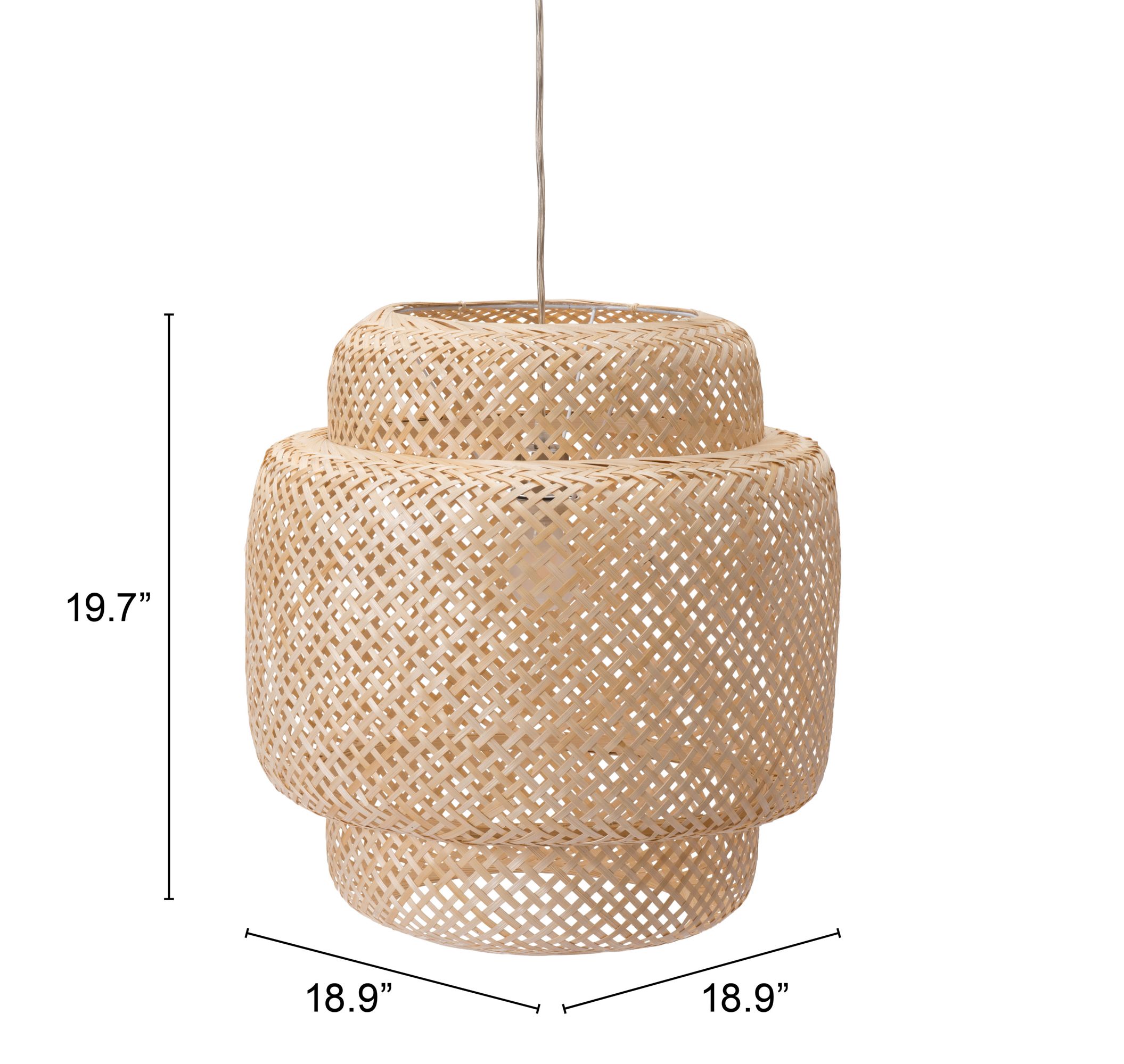Finch Bamboo/Steel Ceiling Lamp