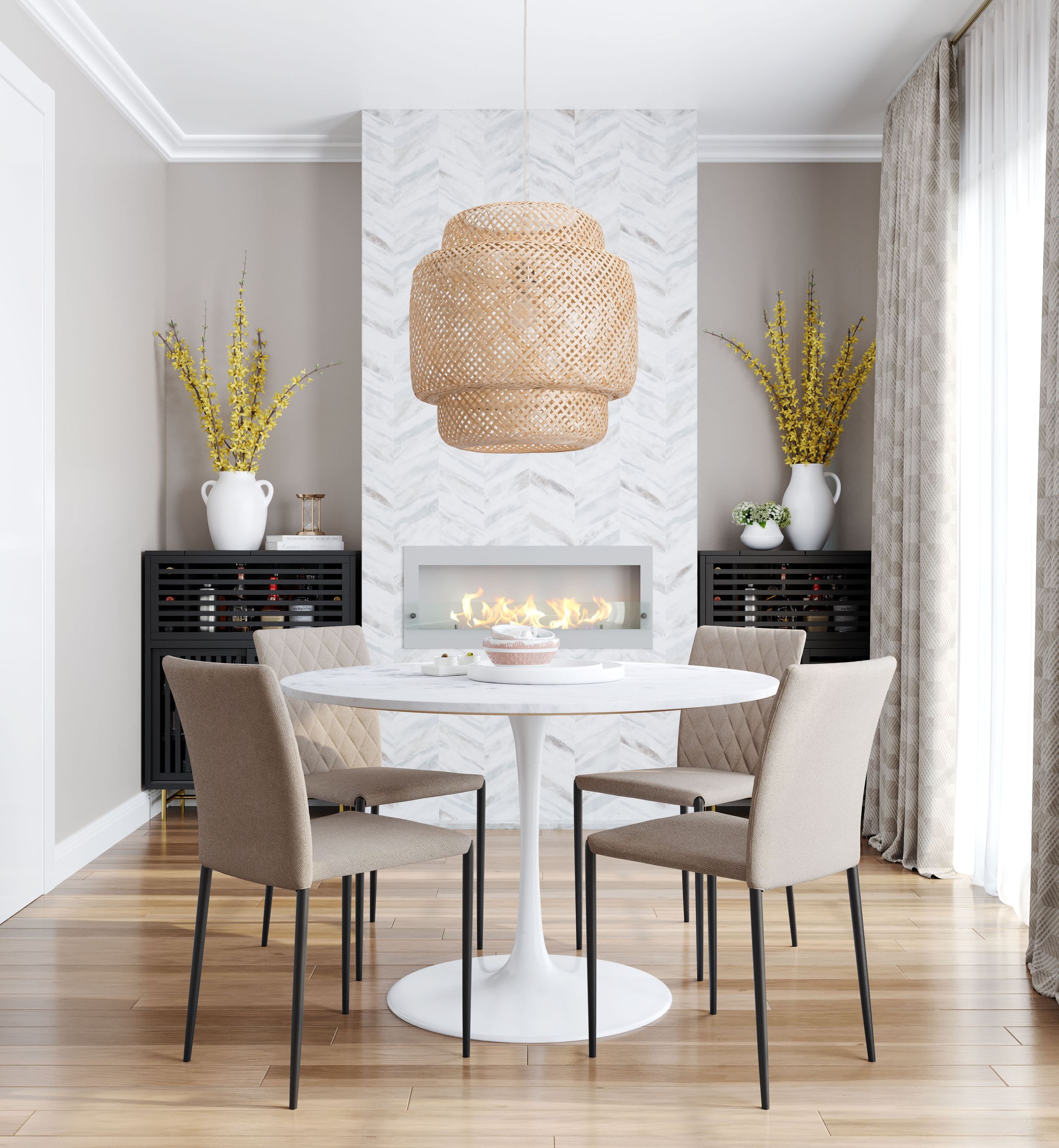 Finch Bamboo/Steel Ceiling Lamp