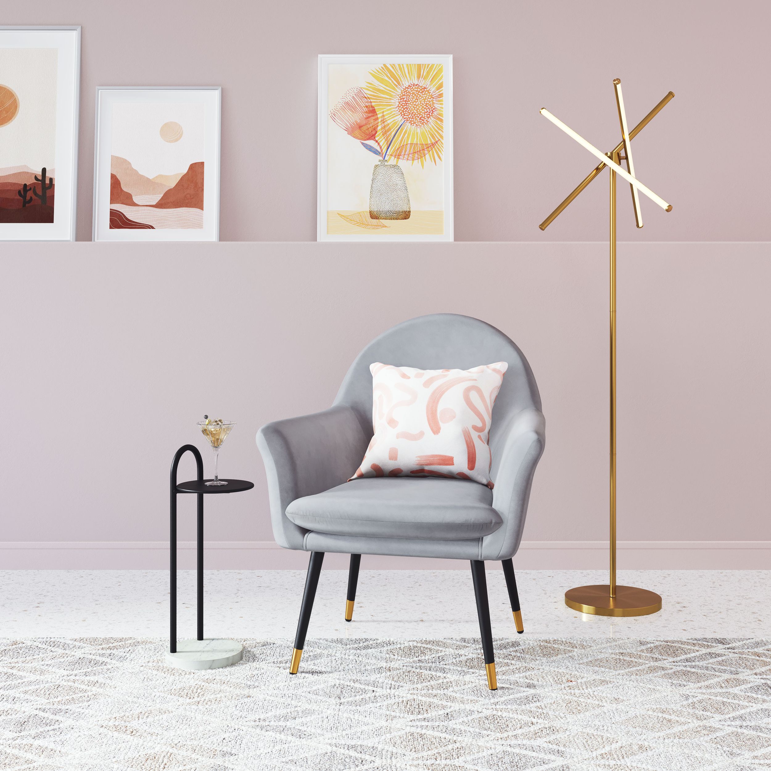 Garza Silicone/Steel Floor Lamp