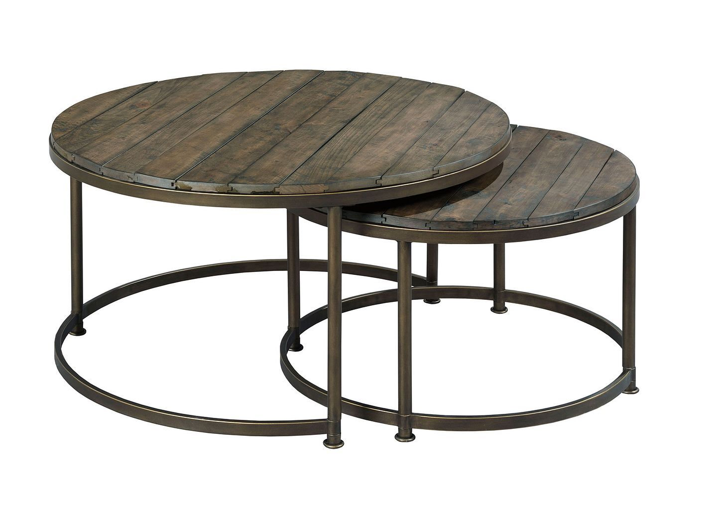 Hammary Leone Wood/Metal Round Nesting Cocktail Table