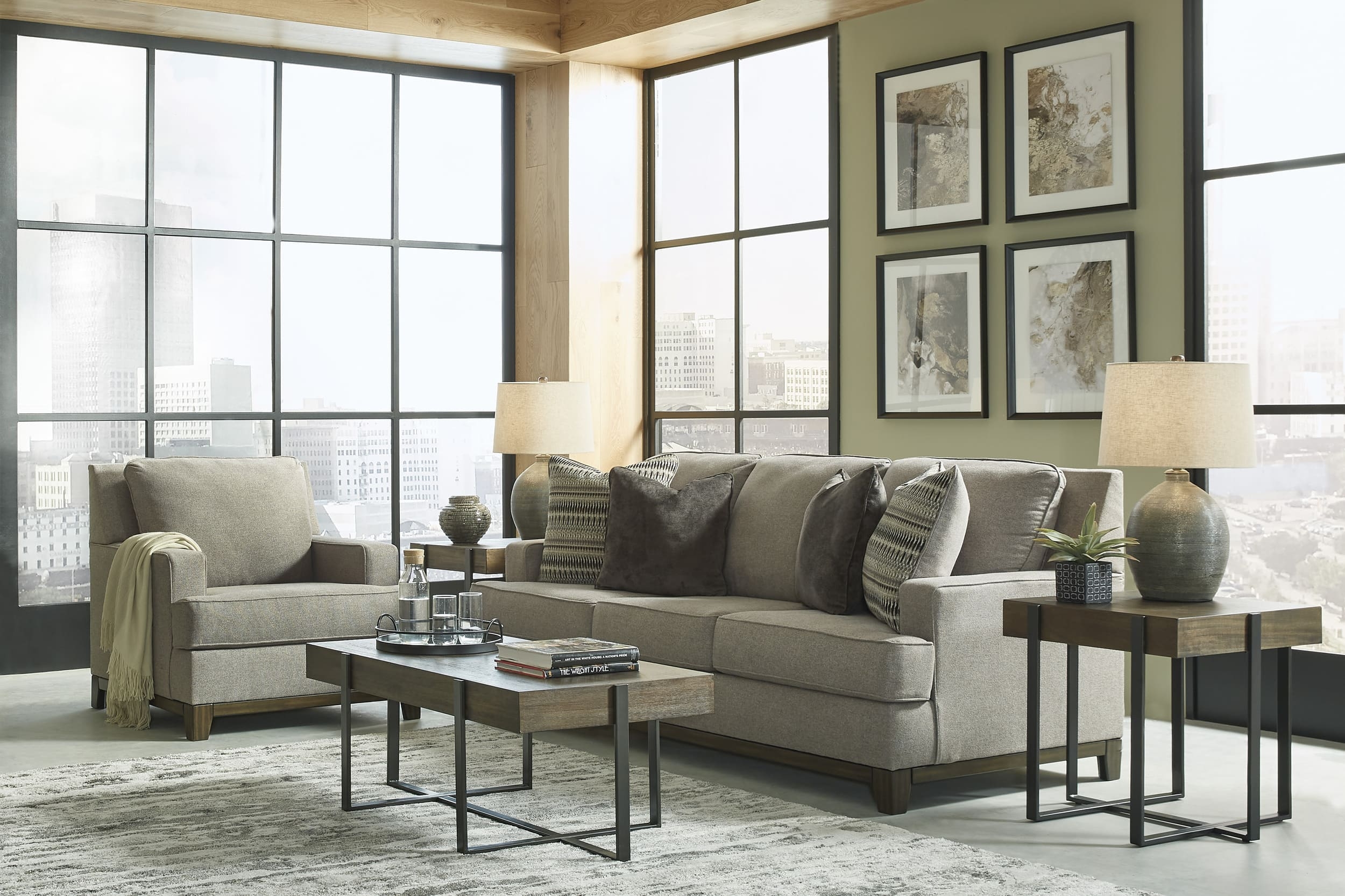 Ashley Kaywood Polyester Granite Fabric Sofa And Chair