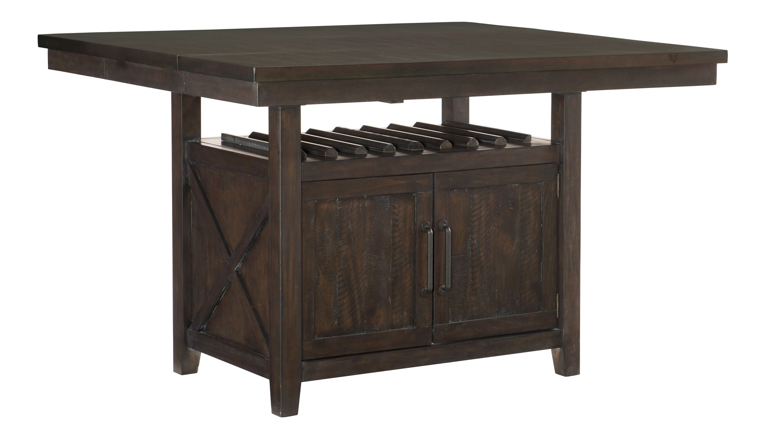 Oxton Rectangular Wood Extendable Counter Height Table with 2 Doors