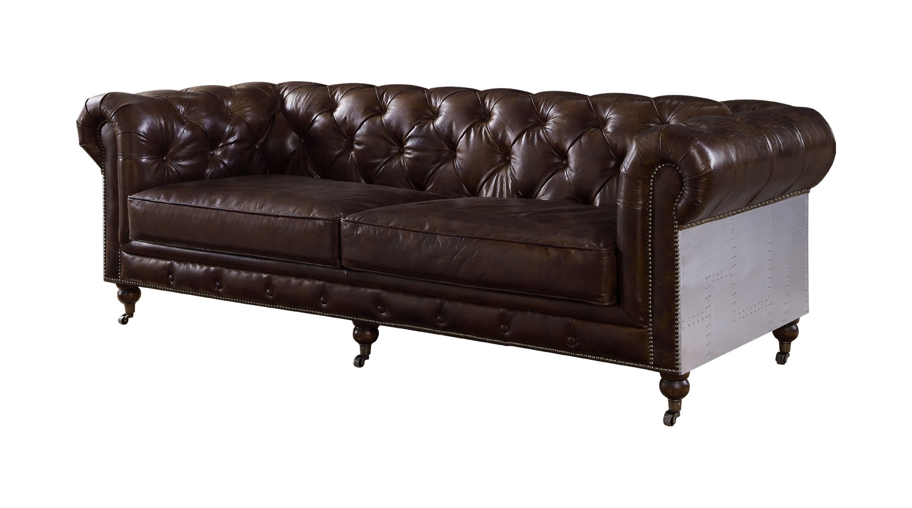 Aberdeen Vintage Top Grain Leather/Aluminum Living Room Set