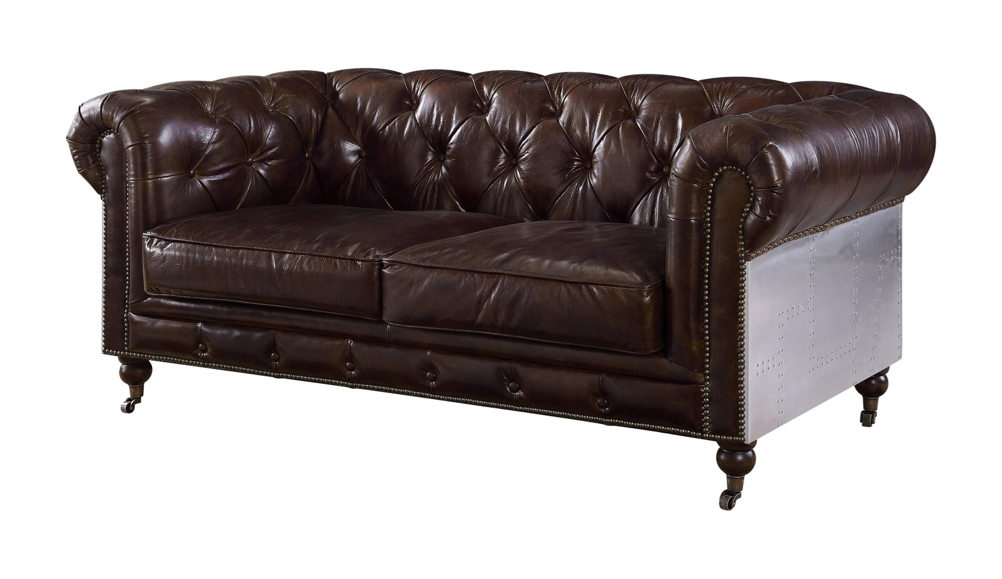 Aberdeen Vintage Top Grain Leather/Aluminum Living Room Set