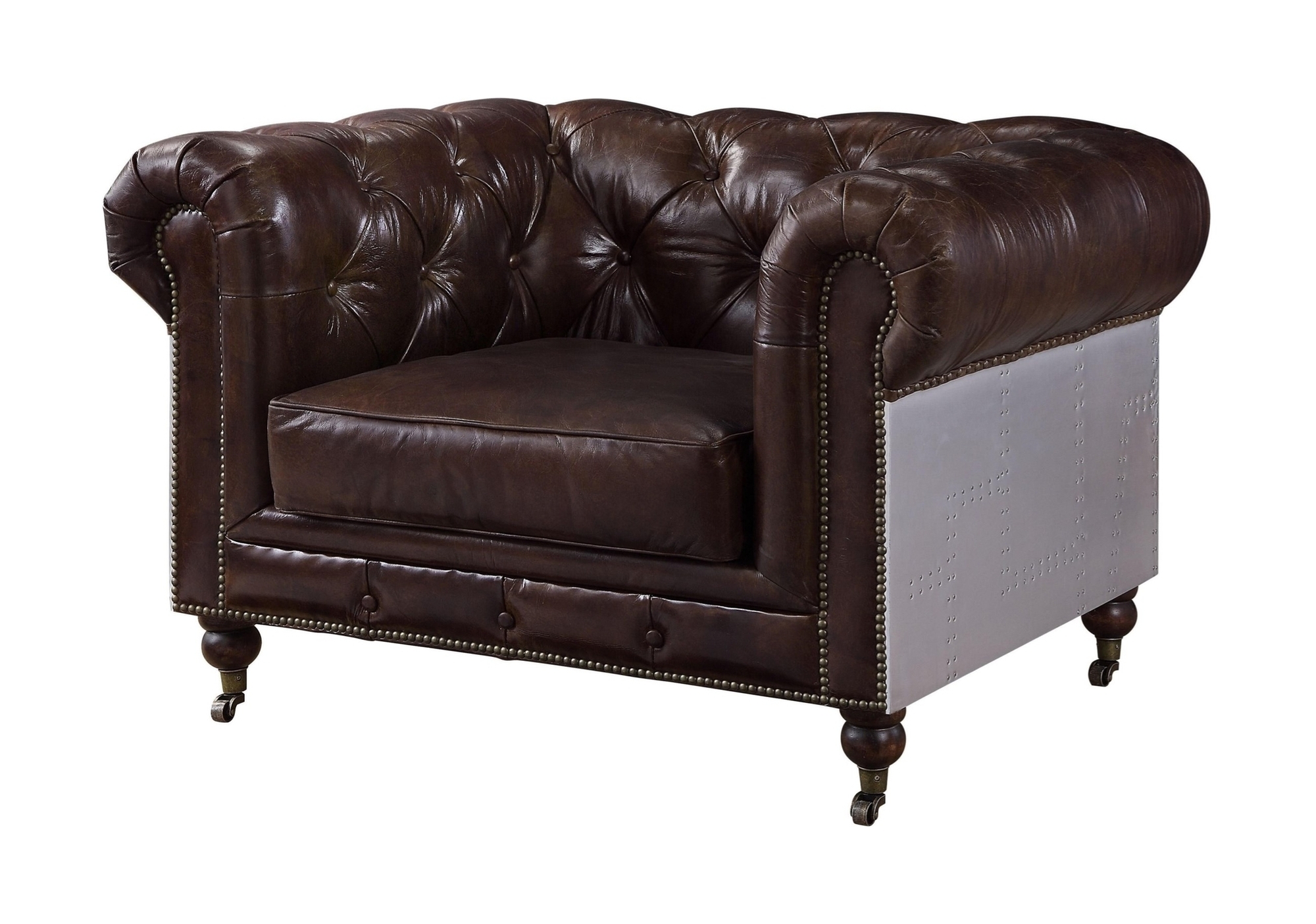 Aberdeen Vintage Top Grain Leather/Aluminum Accent Chair