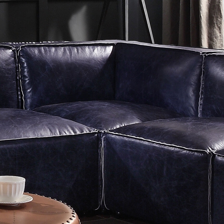 Birdie Top Grain Leather Modular Sectional Unit Wedge