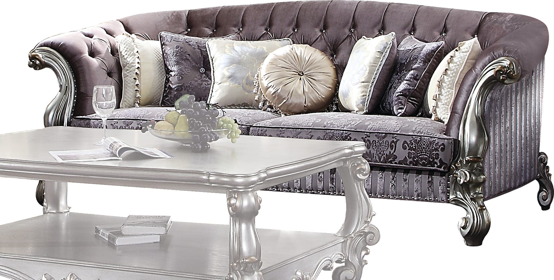 Versailles Fabric Velvet Tufted Living Room Set