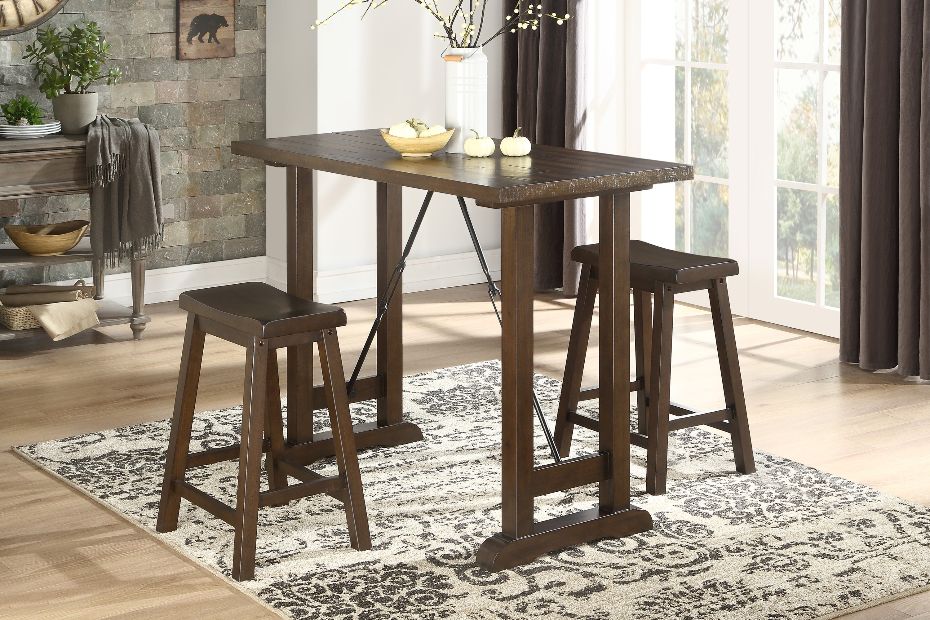 Bracknell Wood 3-Piece Pack Counter Height Set