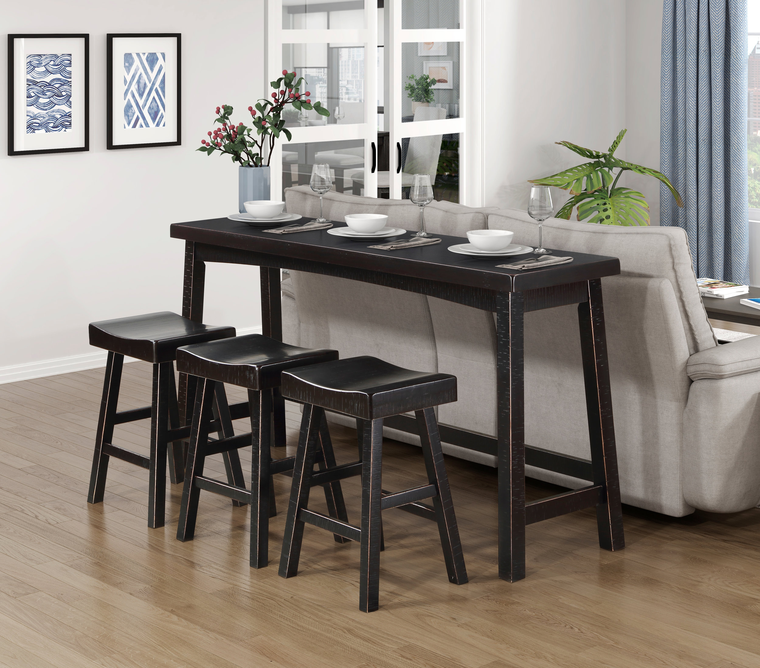 Caspian Wood 4-Piece Pack Counter Height Set