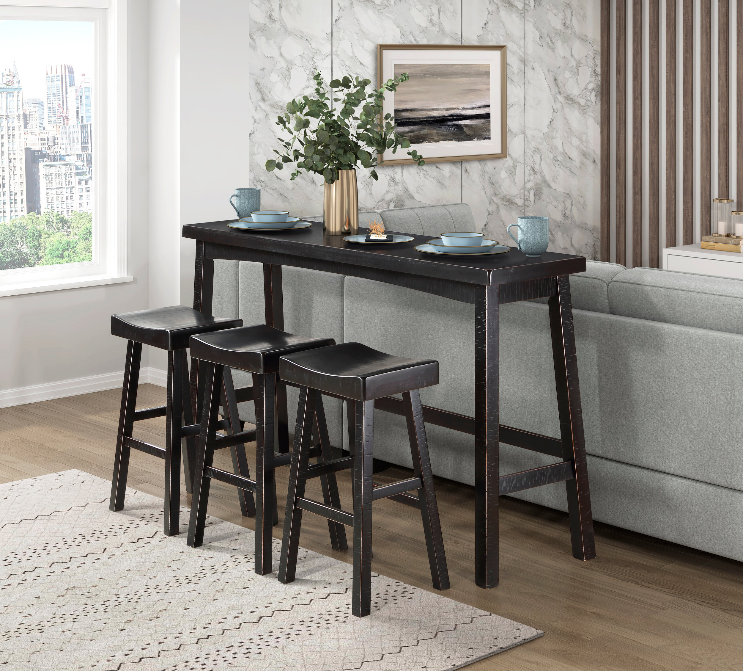 Caspian Wood 4-Piece Pack Pub Height Set