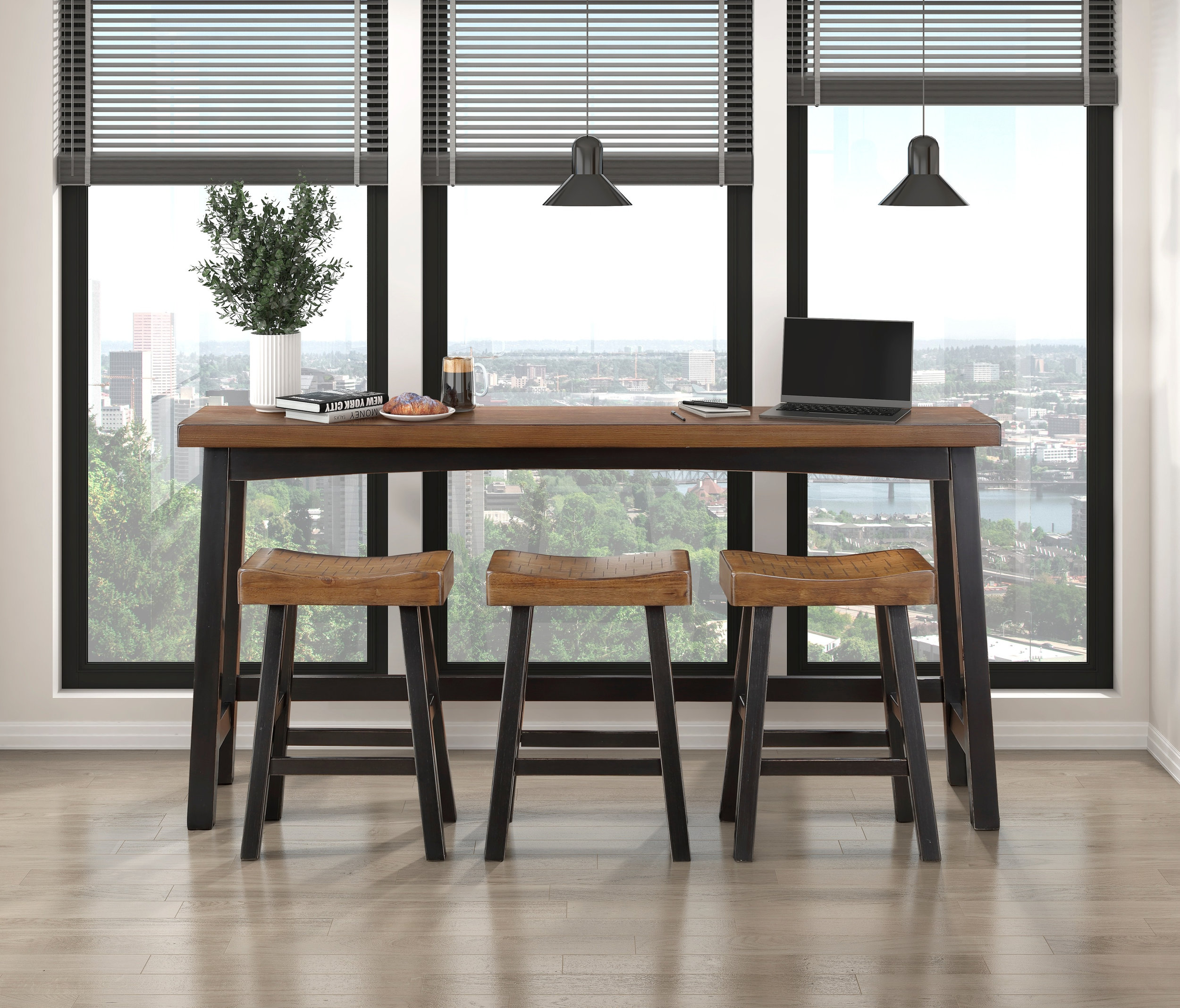 Caspian Wood 4-Piece Pack Counter Height Set