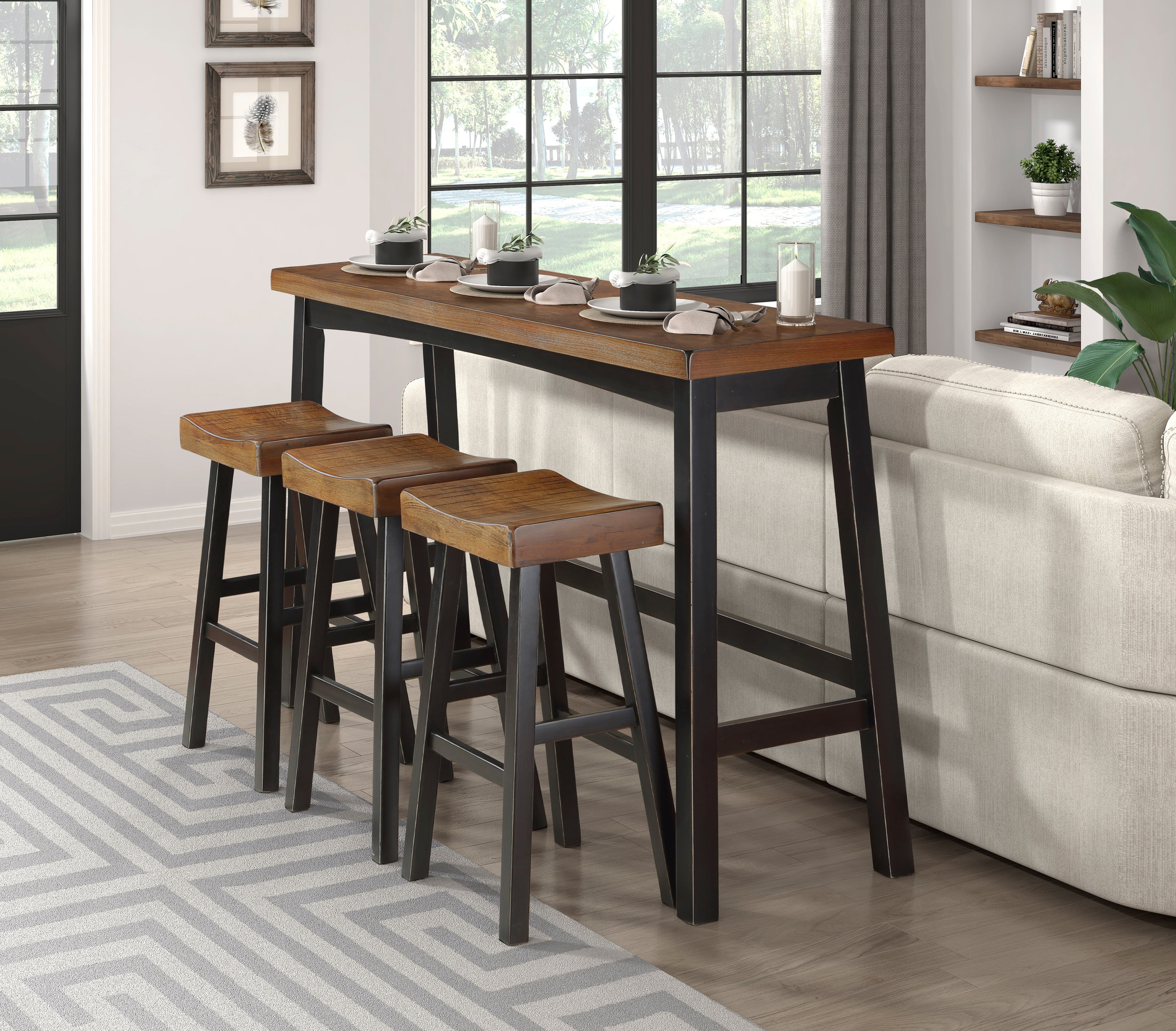Caspian Wood 4-Piece Pack Pub Height Set