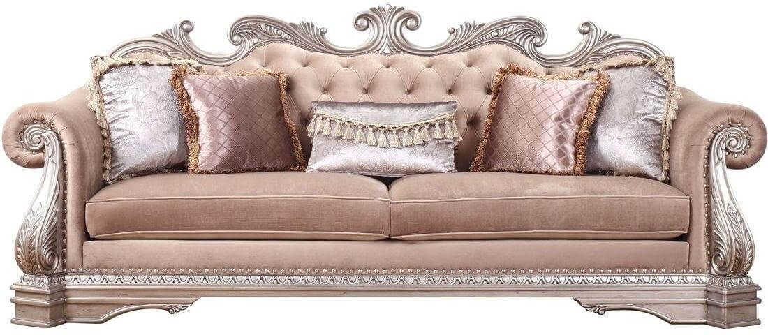 ACME-FURNITURE-Northville-Sofa-with-5-Pillows-in-Velvet-and-Antique-Champagne