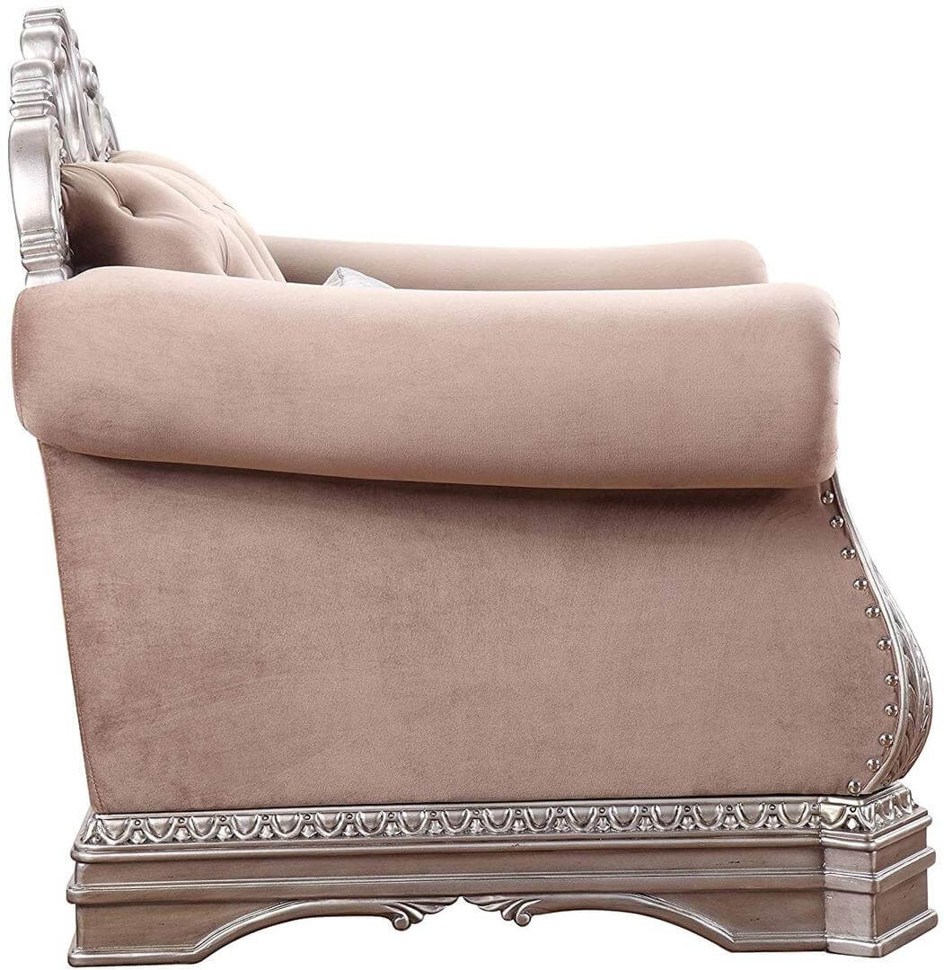 Velvet Antique Champagne Upholstery Poly-Resin Chair