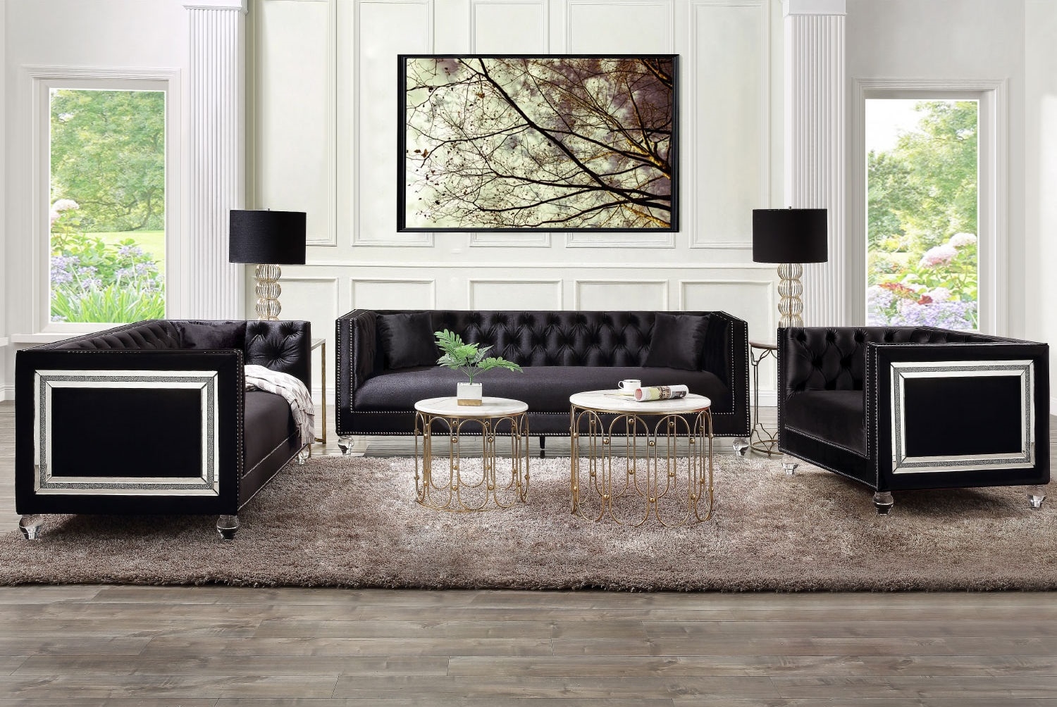 Heibero Velvet Tufted Living Room Set