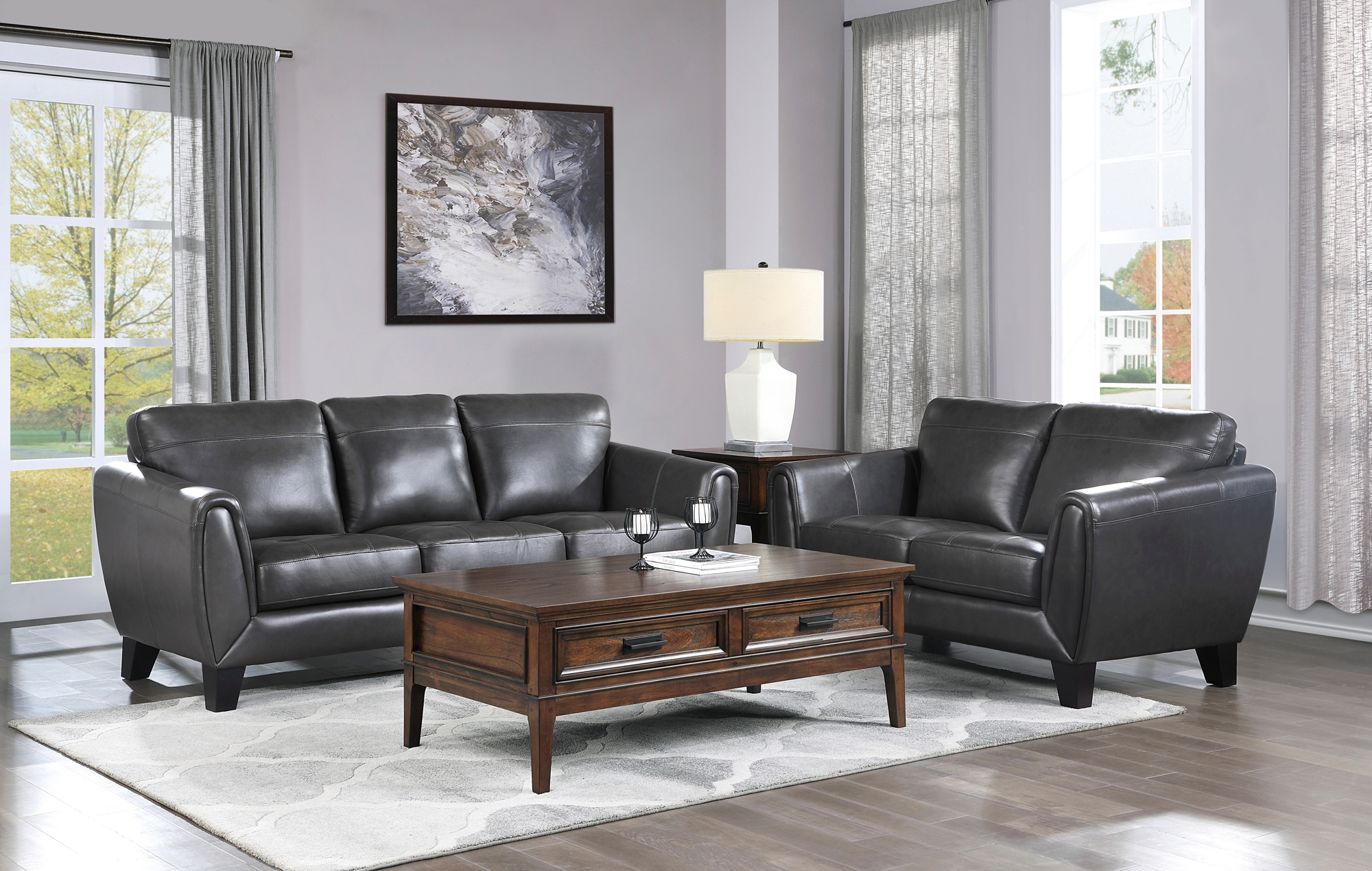Spivey Leather/Leatherette Living Room Set