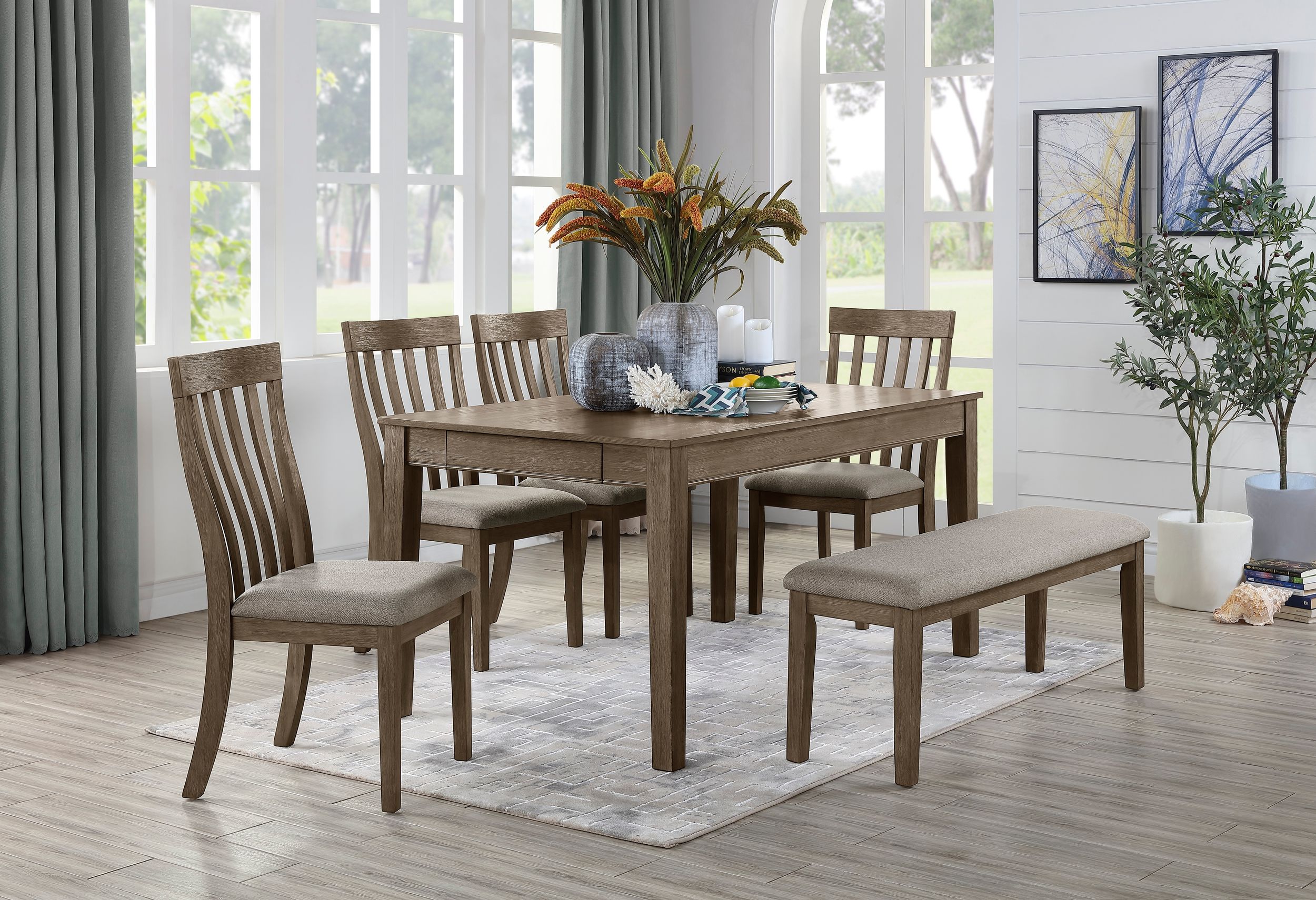 Armhurst Wood/Fabric Dining Bench