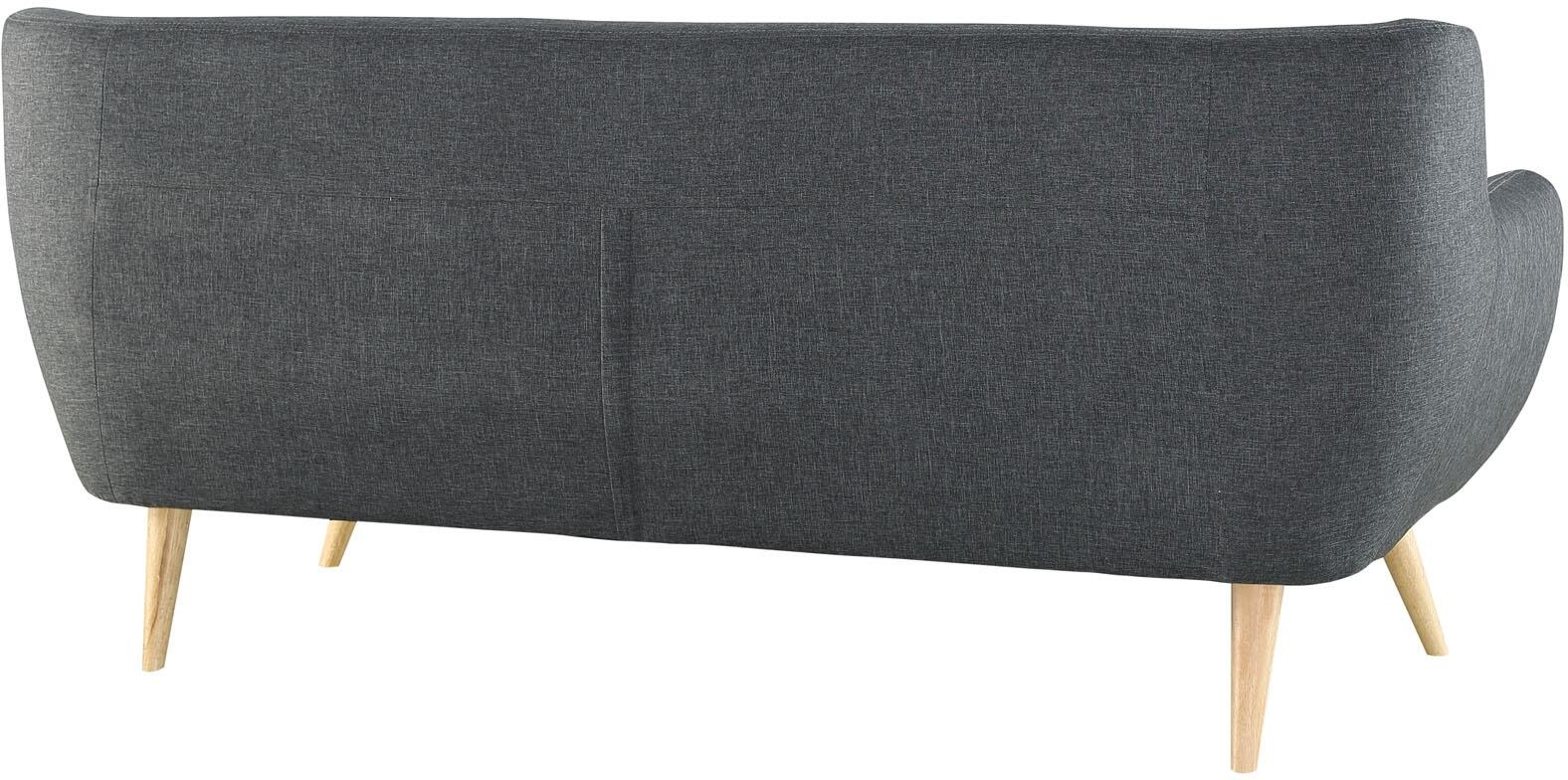 Remark 2 Piece Tufted Fabric Living Room Set w/Sofa and Armchair, Gray by Modway Furniture