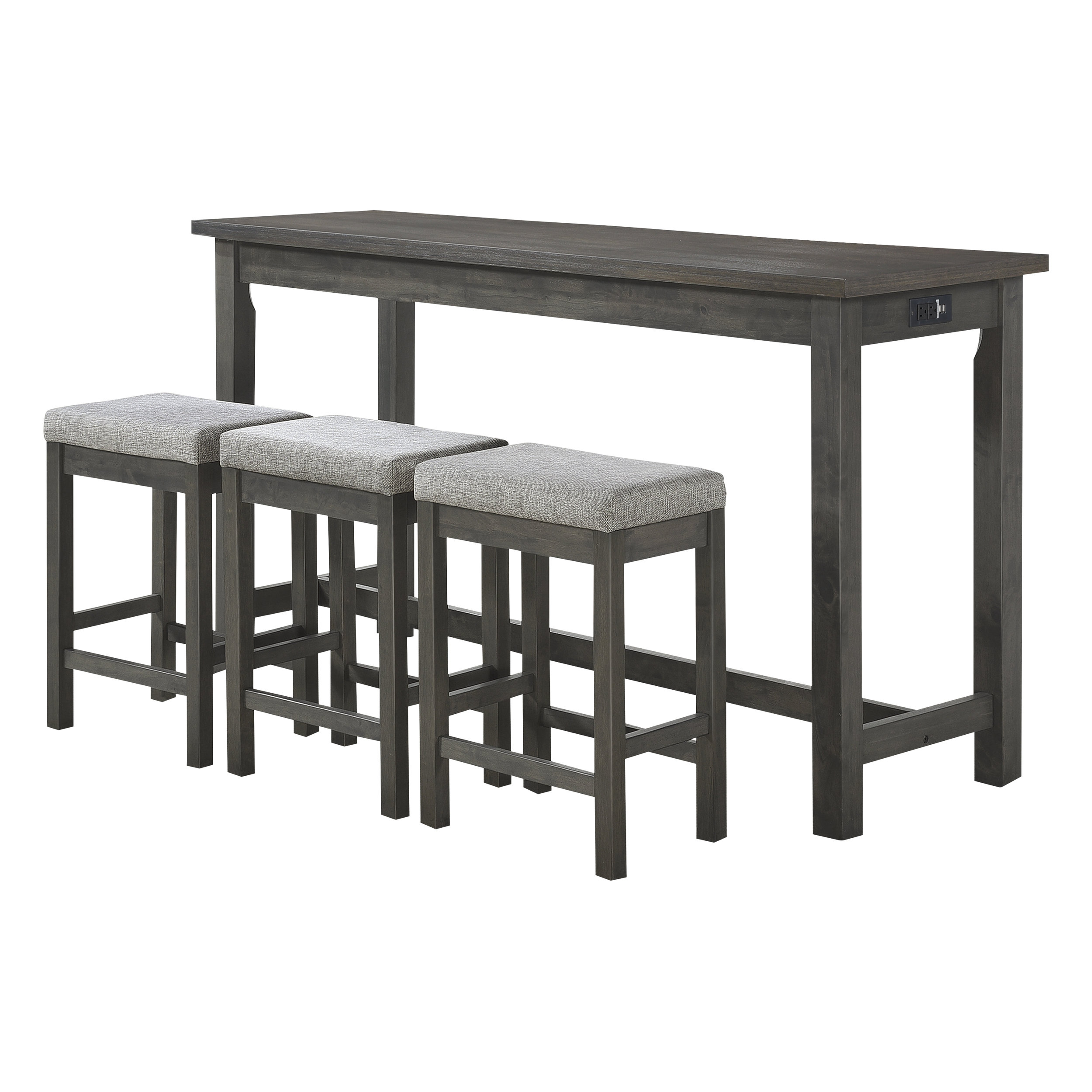 Connected Wood/Fabric 4-Piece Pack Counter Height Set with Drawer