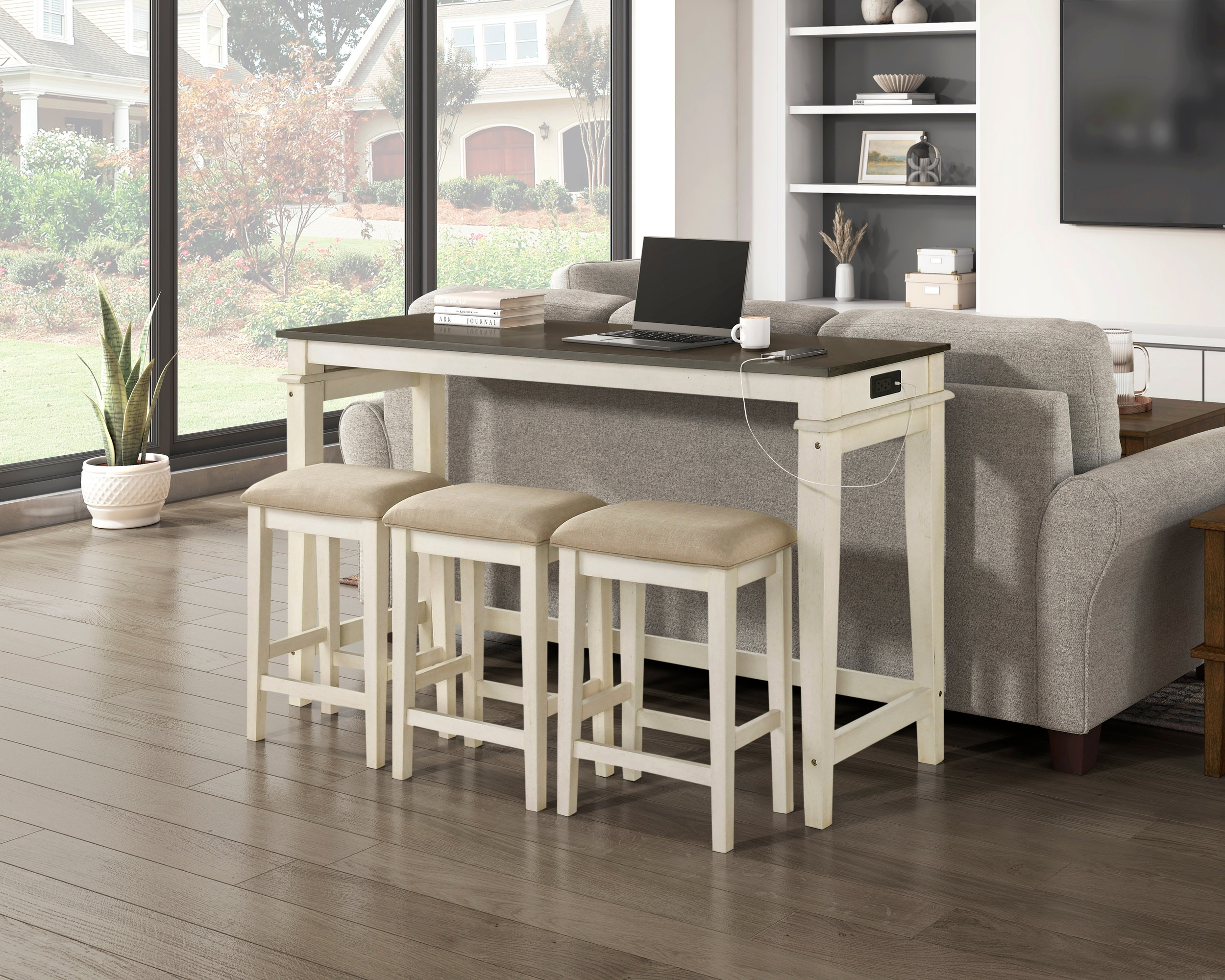 Beacon Wood/Fabric 4-Piece Pack Counter Height Set
