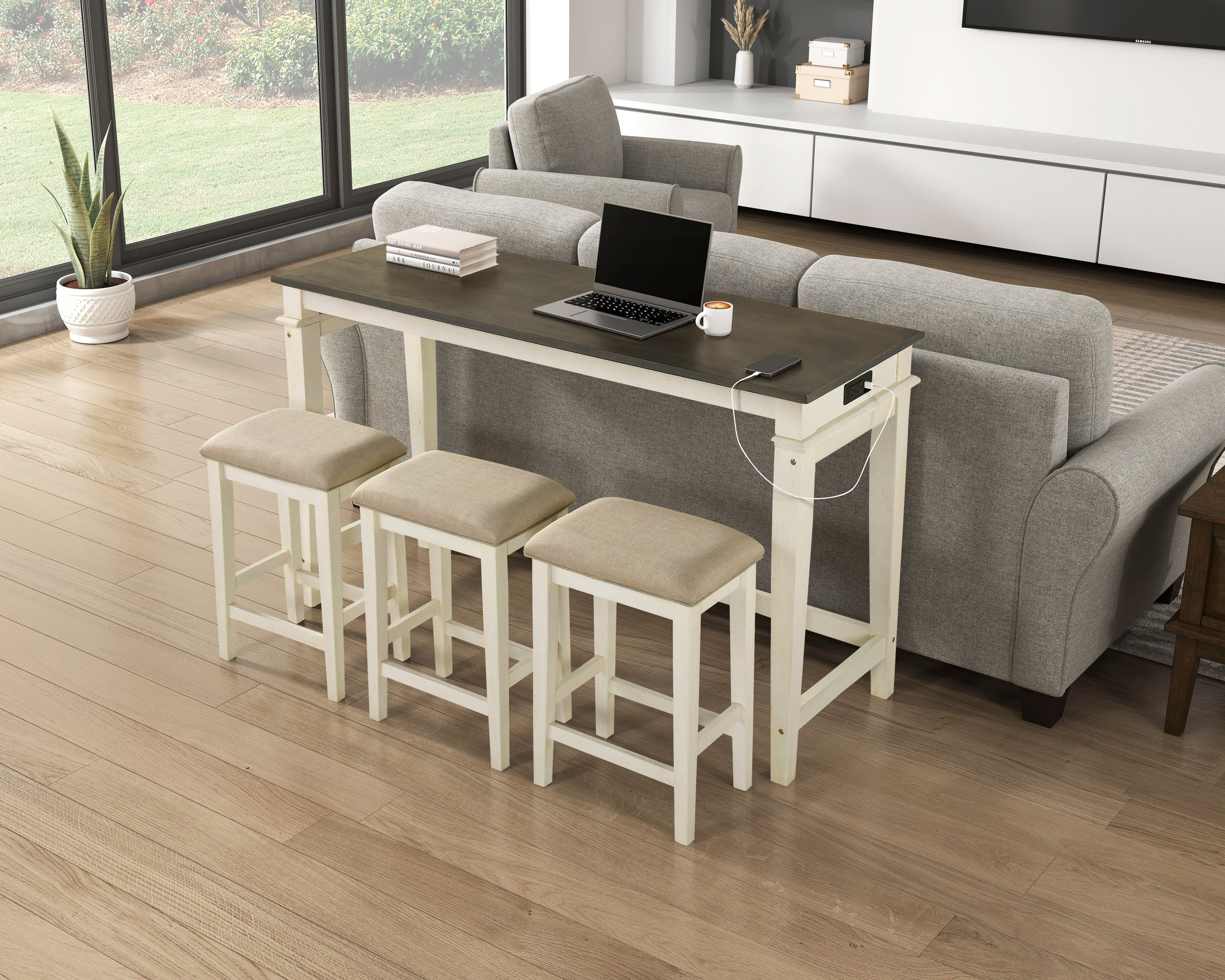 Beacon Wood/Fabric 4-Piece Pack Counter Height Set