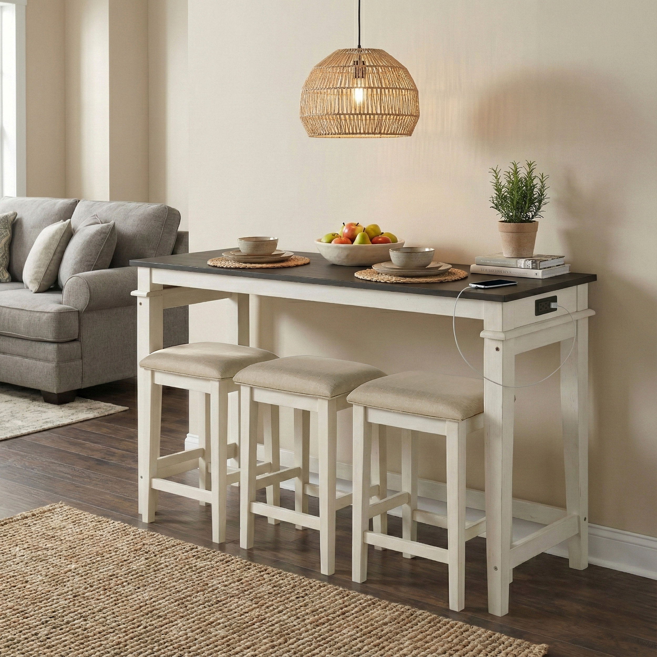 Beacon Wood/Fabric 4-Piece Pack Counter Height Set