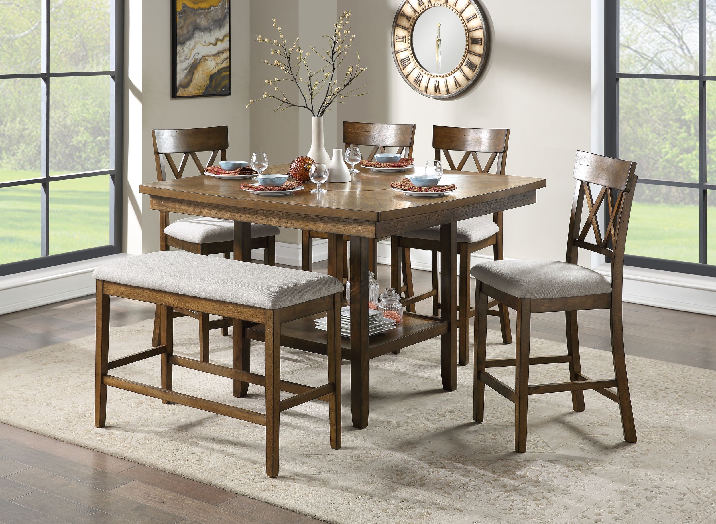 Balin Wood/Fabric Dining Counter Height Bench