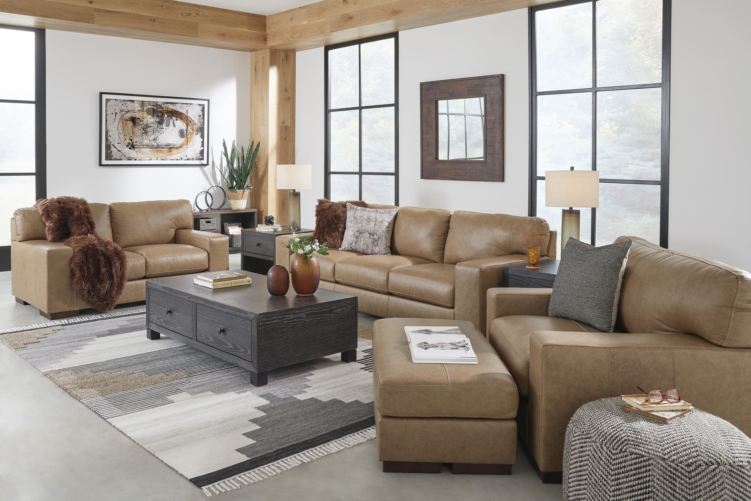 Lombardia Leather Tumbleweed Sofa, Chair And Loveseat