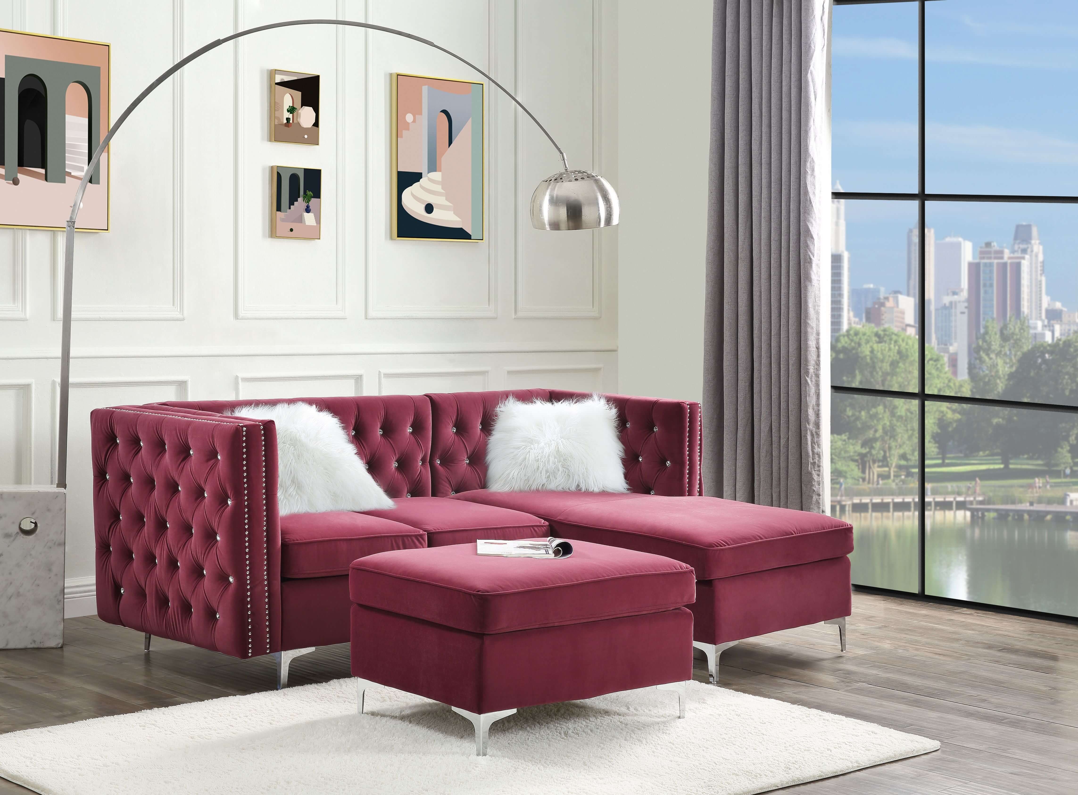 Jaszira Fabric Tufted Sectional Sofa