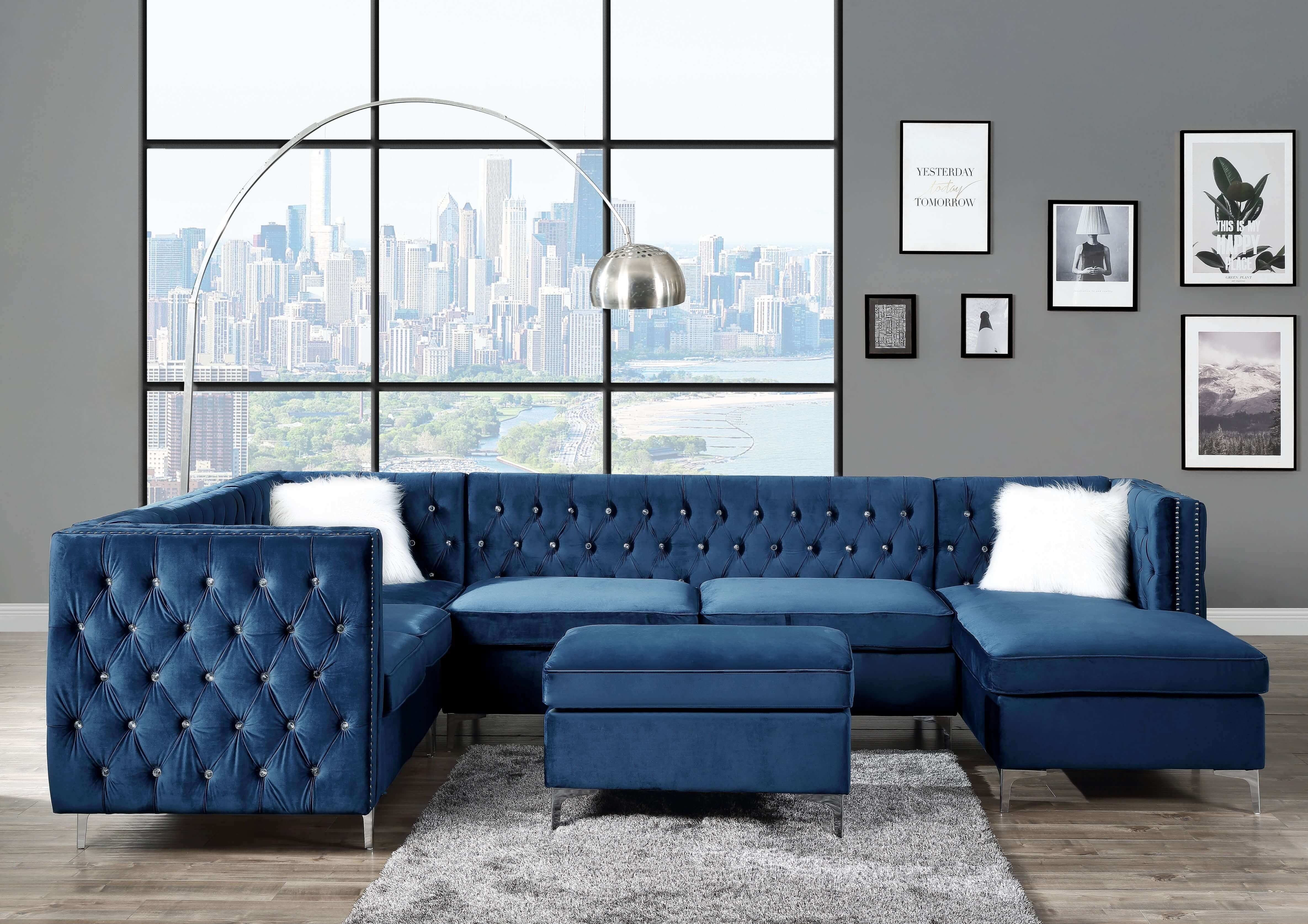 Jaszira Fabric U-Shaped Tufted Sectional Sofa