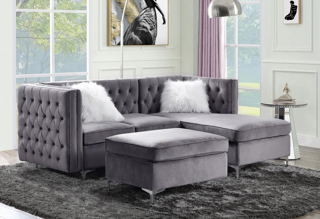 Jaszira Fabric Tufted Sectional Sofa