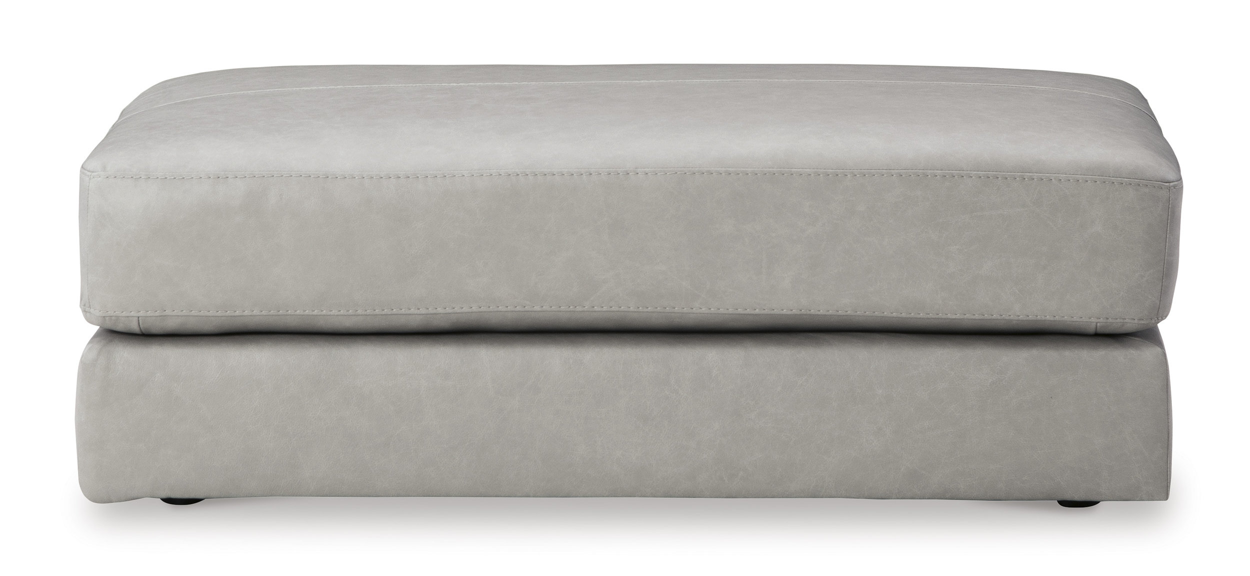 Amiata 43" Rectangular Genuine Leather Ottoman - Glacier Gray