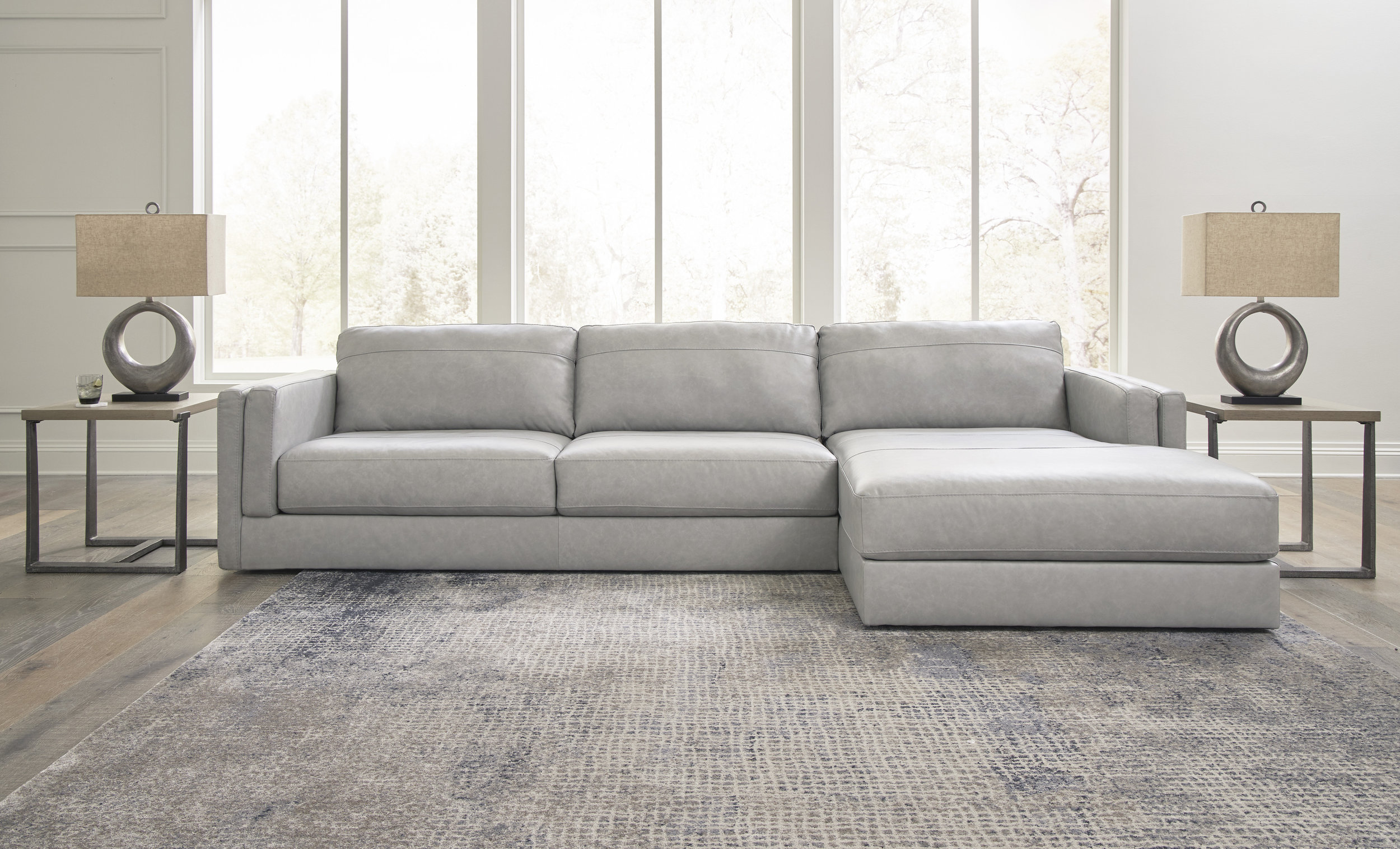 Amiata Leather 2-Piece L-Shaped Sectional Sofa w/Right Chaise