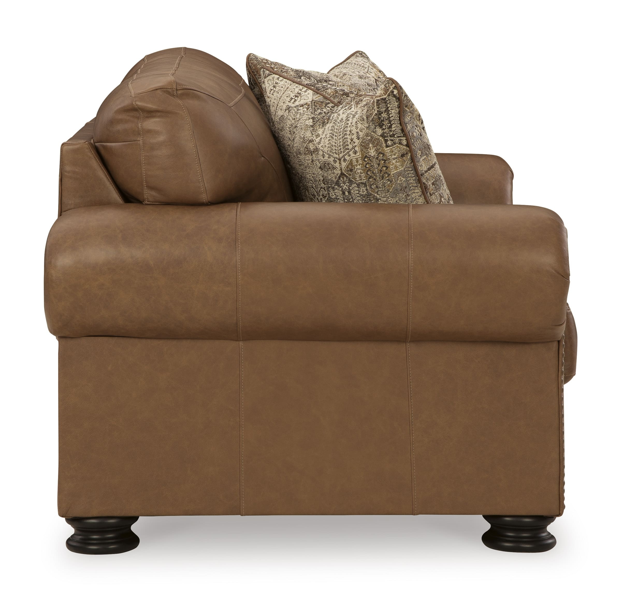 Ashley Carianna Leather Loveseat Side